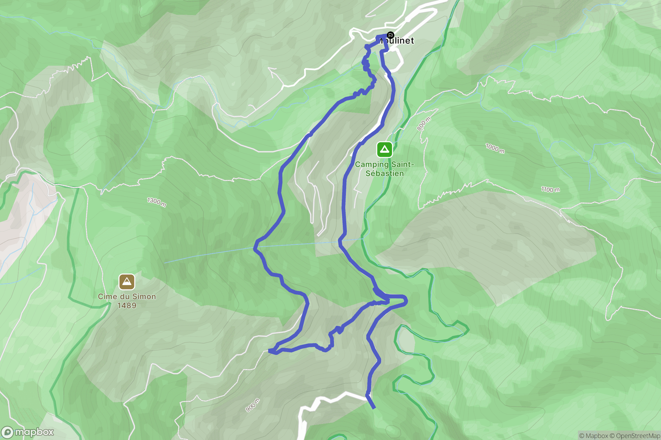 Moulinet : carte du parcours de randonnée - France