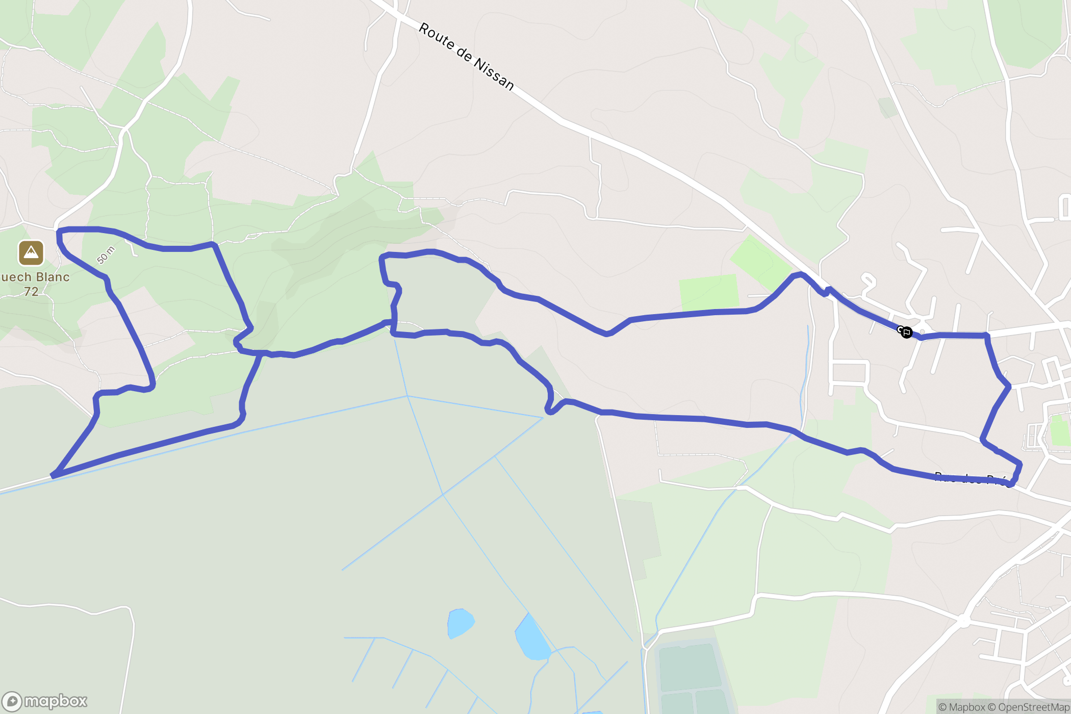 Lespignan : carte du parcours de randonnée - France