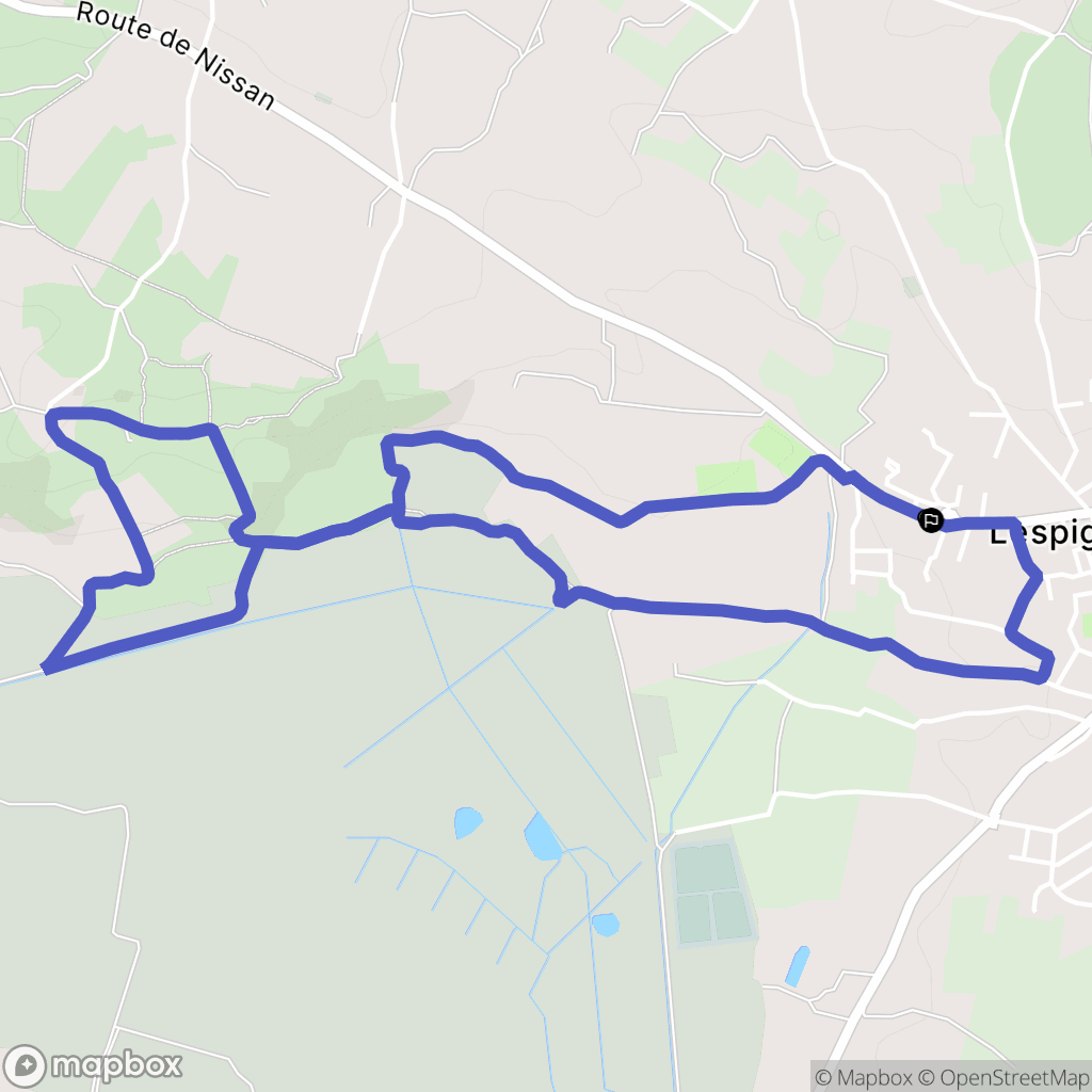 Lespignan : carte du parcours de randonnée - France