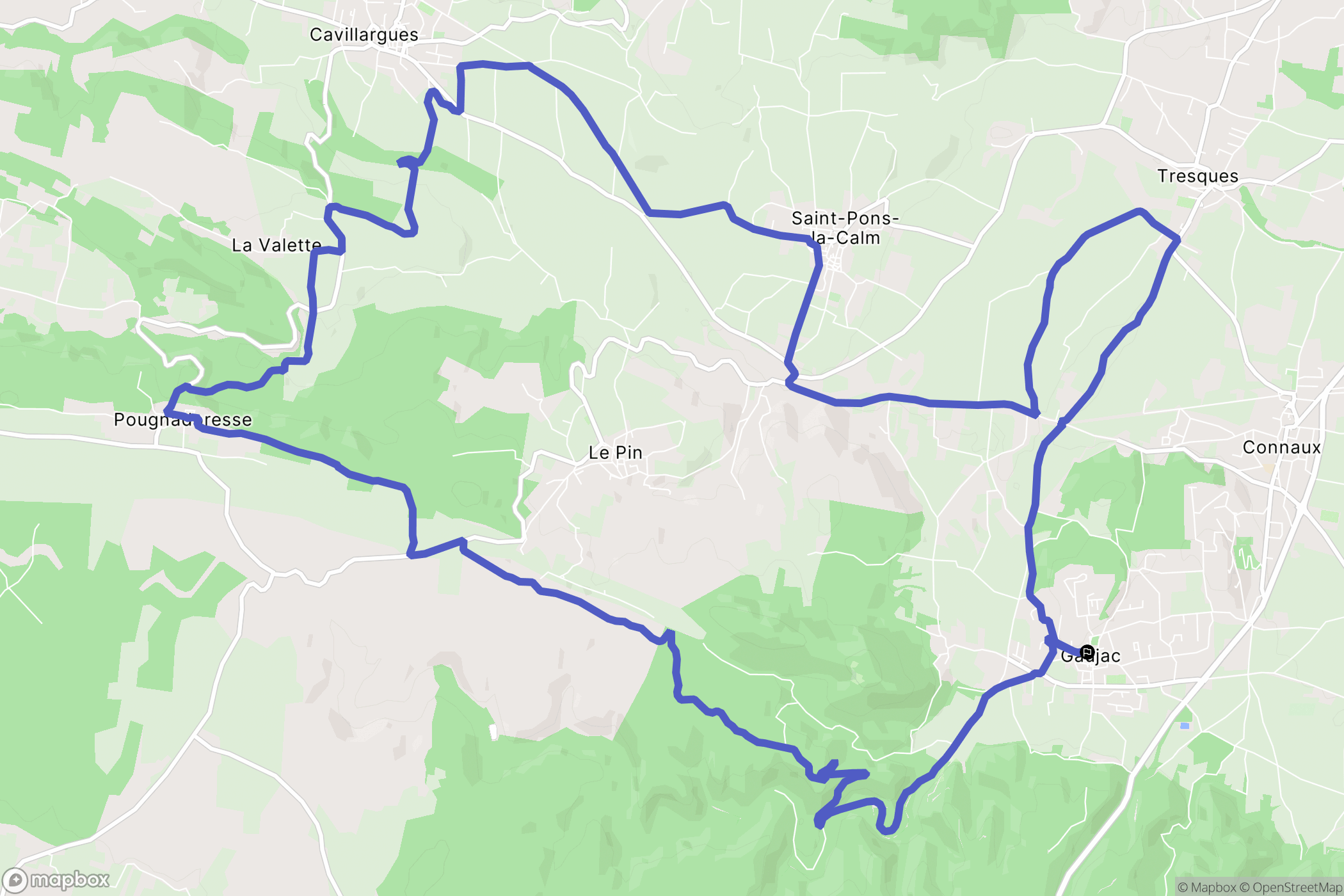 Gaujac : carte du parcours de randonnée - France