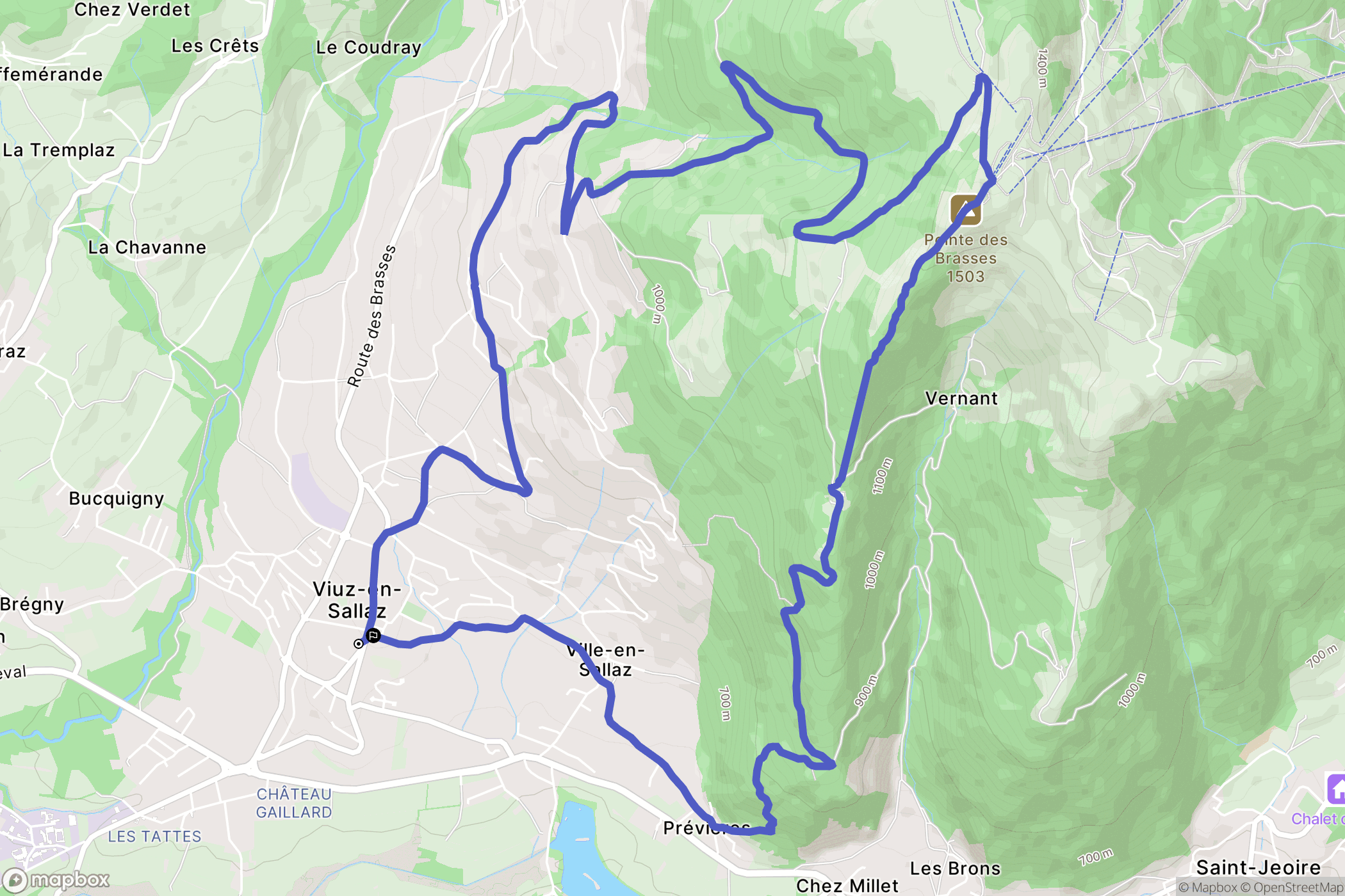 Viuz-en-Sallaz : carte du parcours de randonnée - France