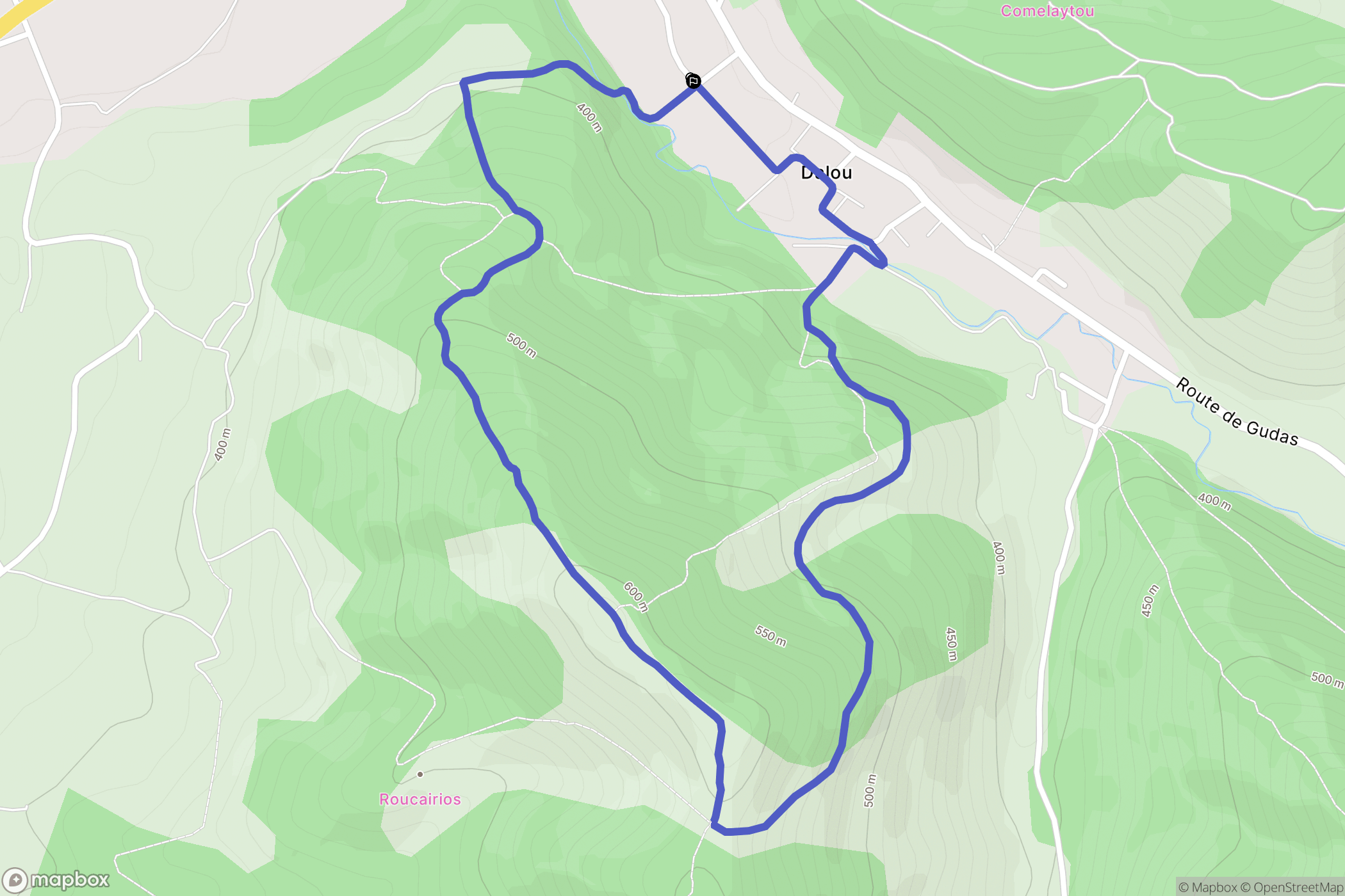Dalou : carte du parcours de randonnée - France