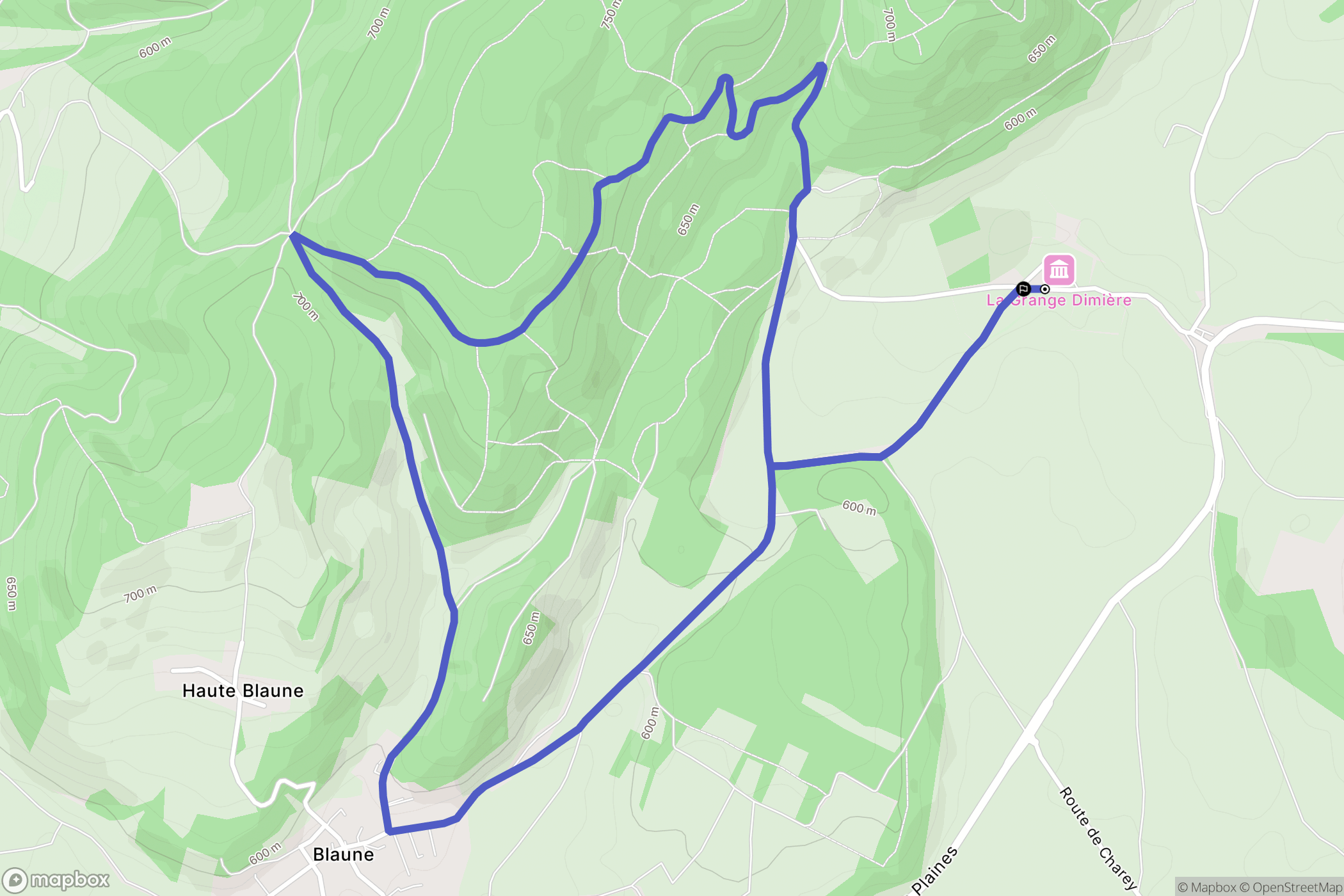Oyeu : carte du parcours de randonnée - France