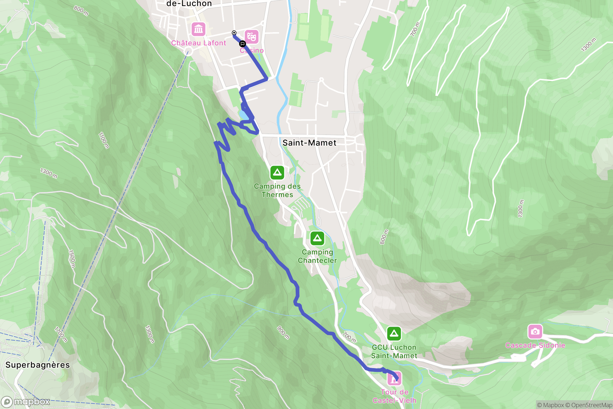 Bagnères-de-Luchon : carte du parcours de randonnée - France