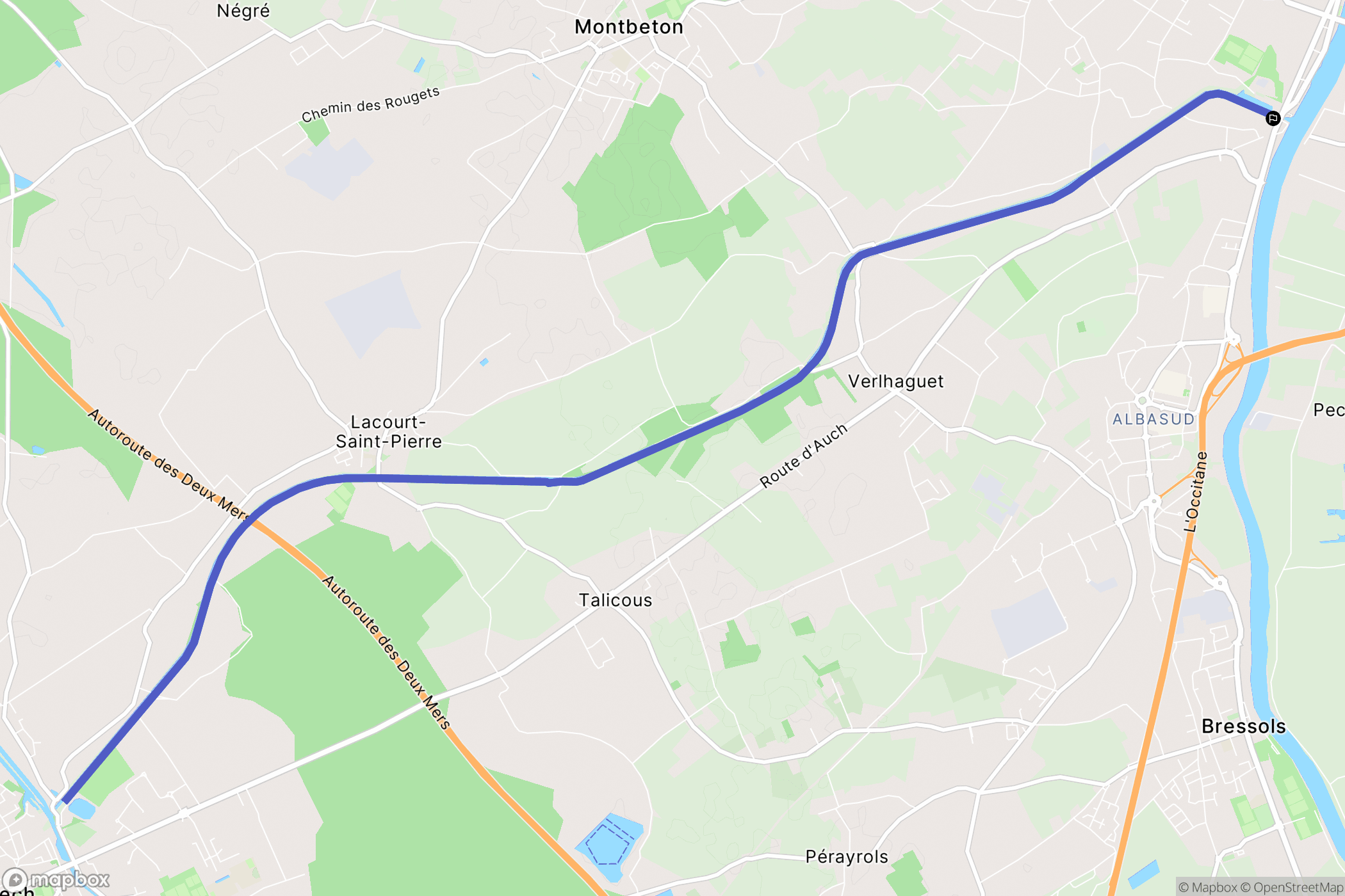 Montauban : carte du parcours de randonnée - France