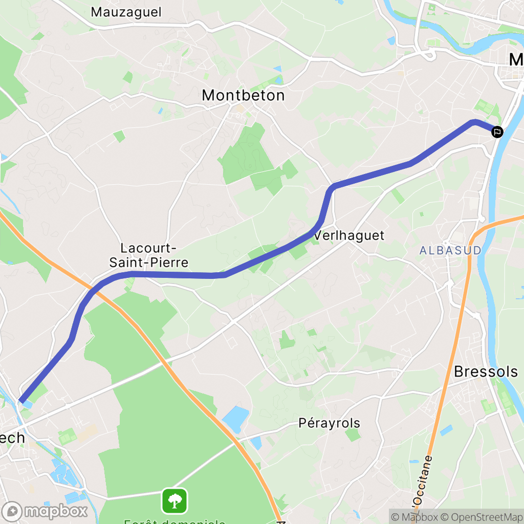Montauban : carte du parcours de randonnée - France