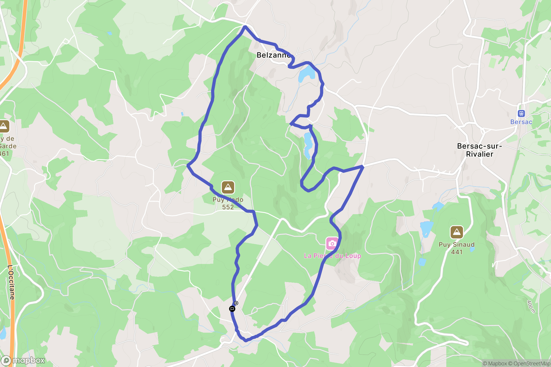 Bersac-sur-Rivalier : carte du parcours de randonnée - France