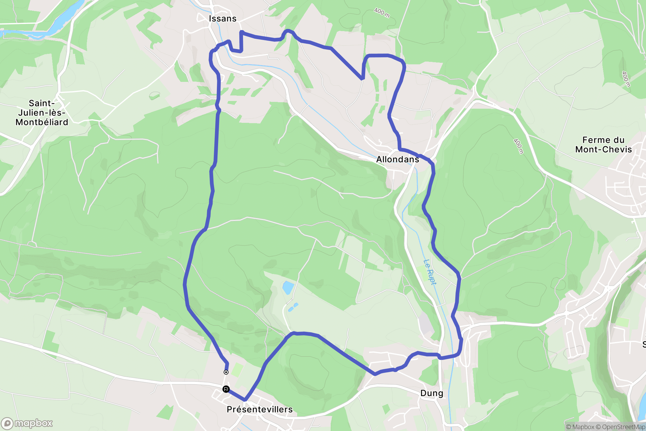 Présentevillers : carte du parcours de randonnée - France