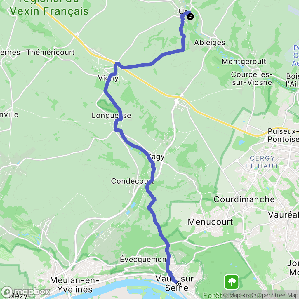 Vaux-sur-Seine : carte du parcours de randonnée - France