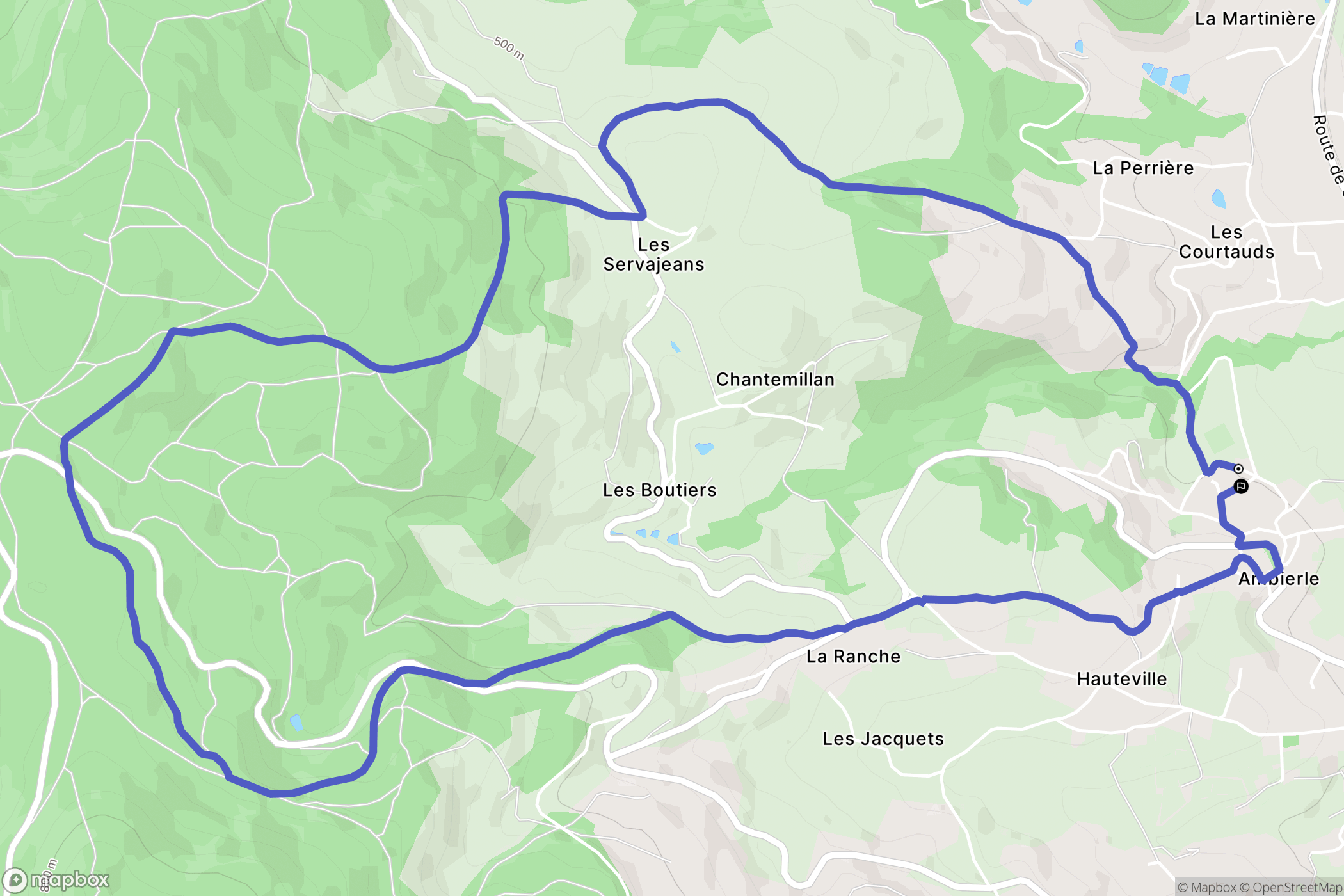 Ambierle : carte du parcours de randonnée - France