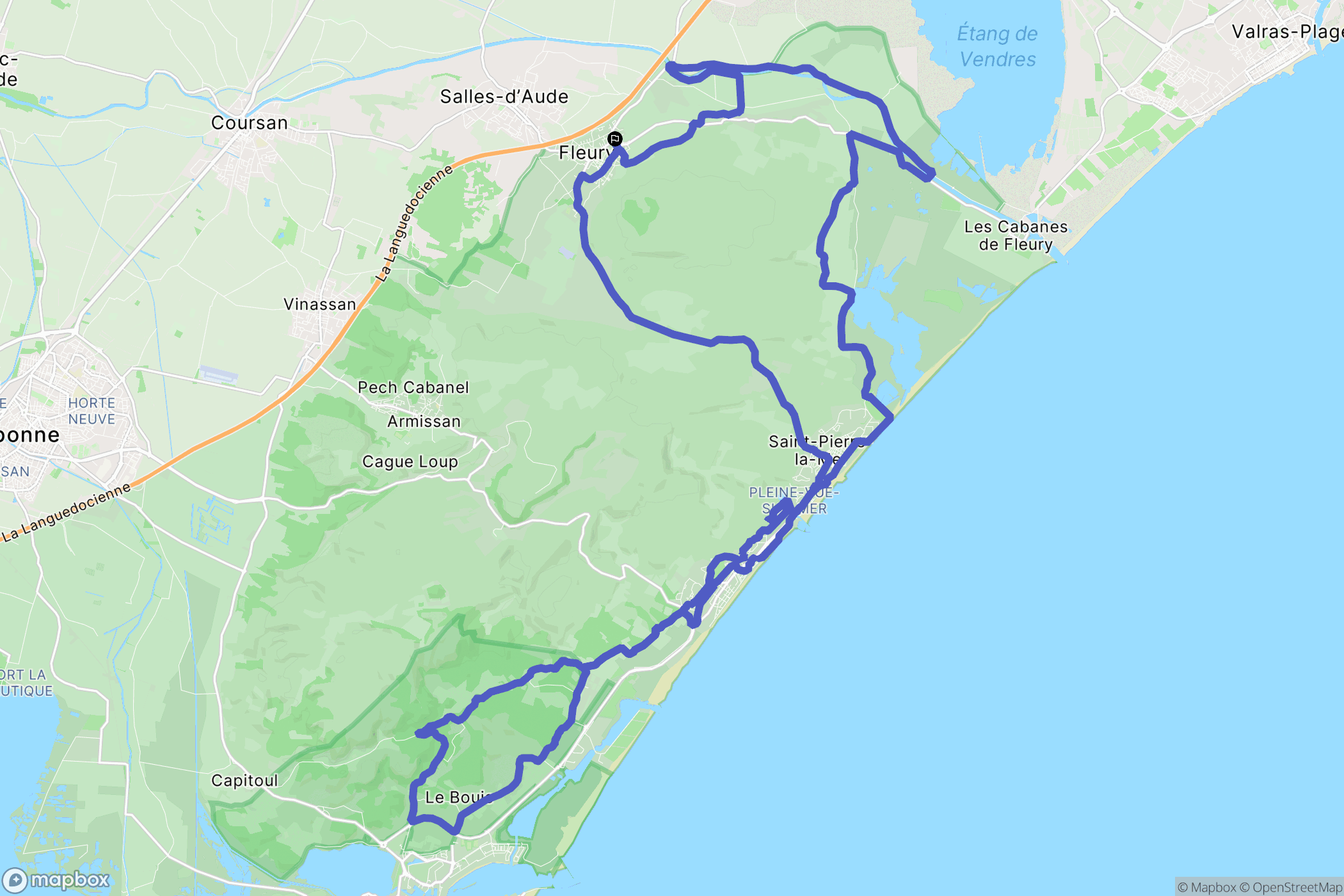 Fleury : carte du parcours de randonnée - France