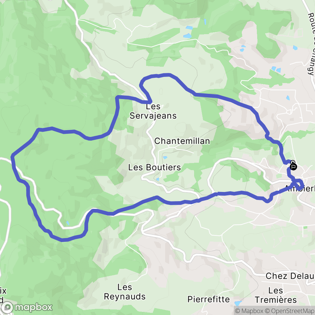 Ambierle : carte du parcours de randonnée - France