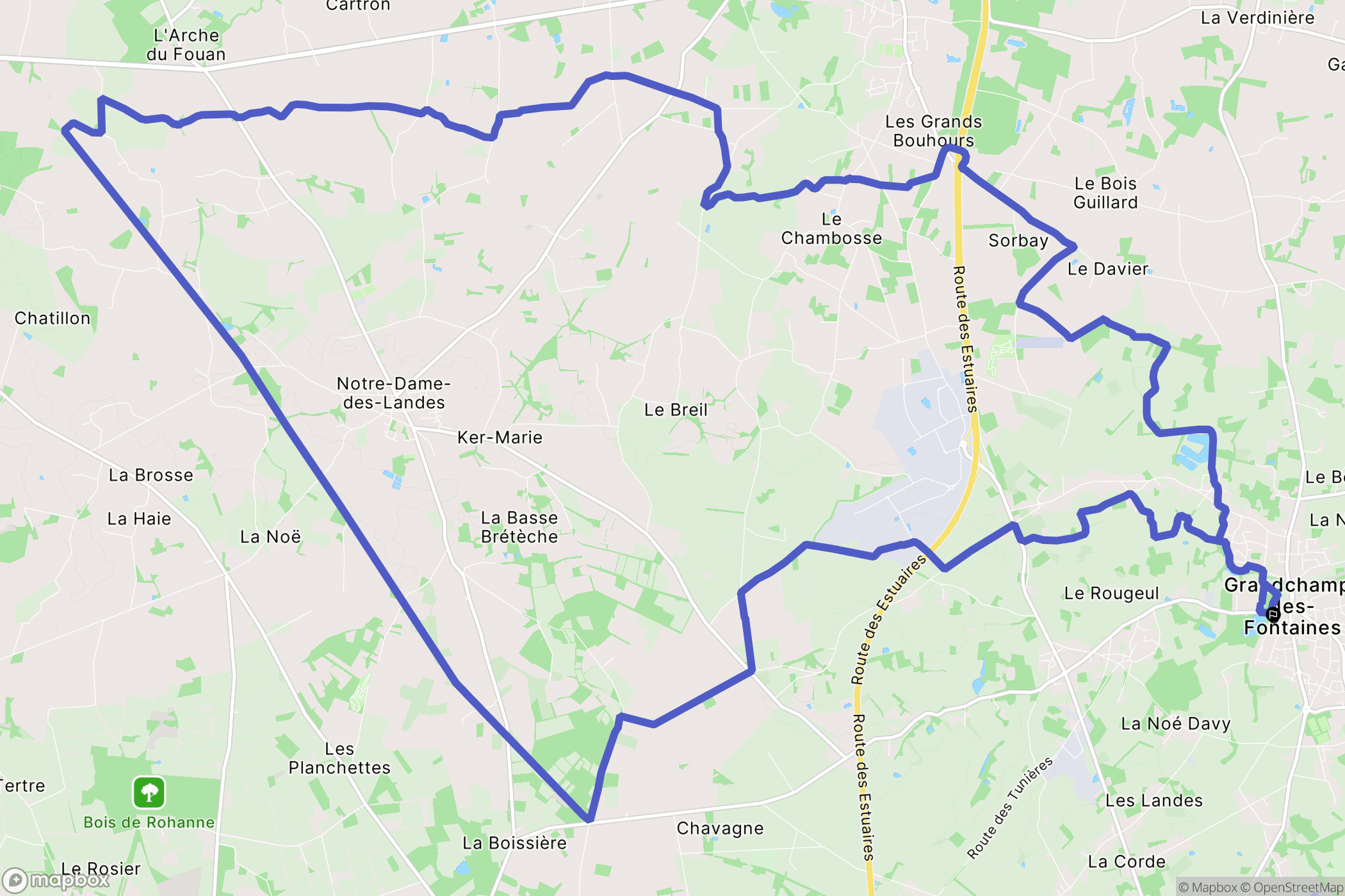 Grandchamp-des-Fontaines : carte du parcours de randonnée - France