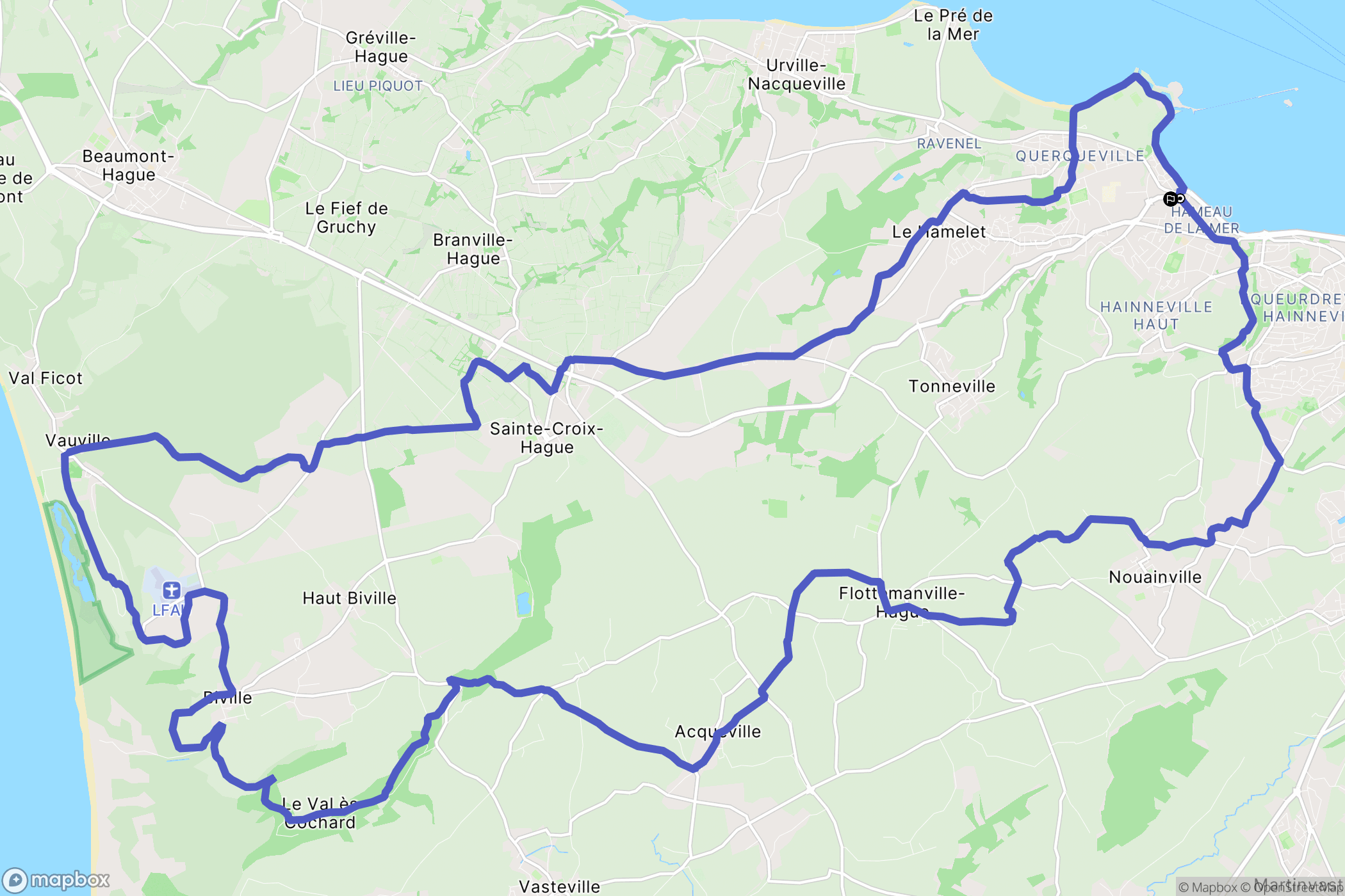 Équeurdreville-Hainneville : carte du parcours de randonnée - France