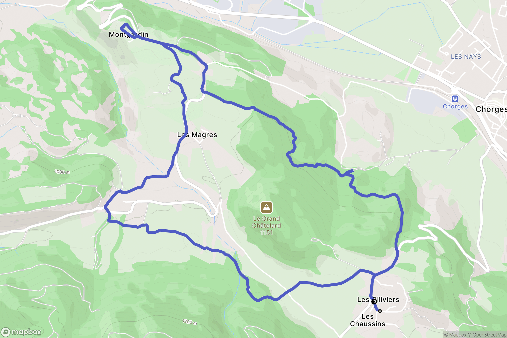 Chorges : carte du parcours de randonnée - France