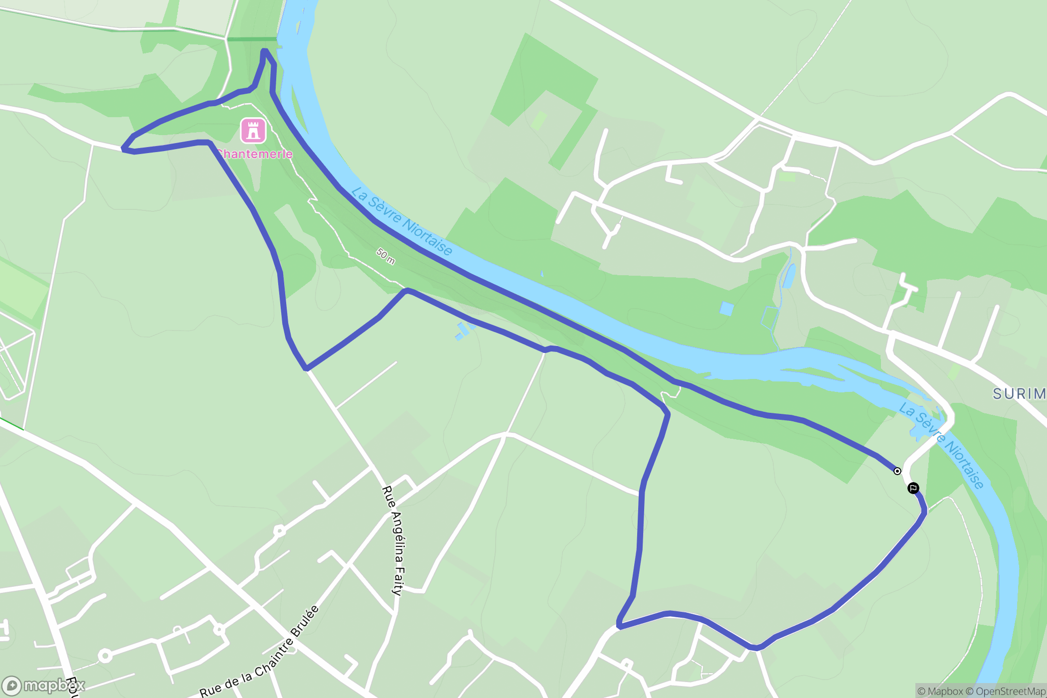 Niort : carte du parcours de randonnée - France