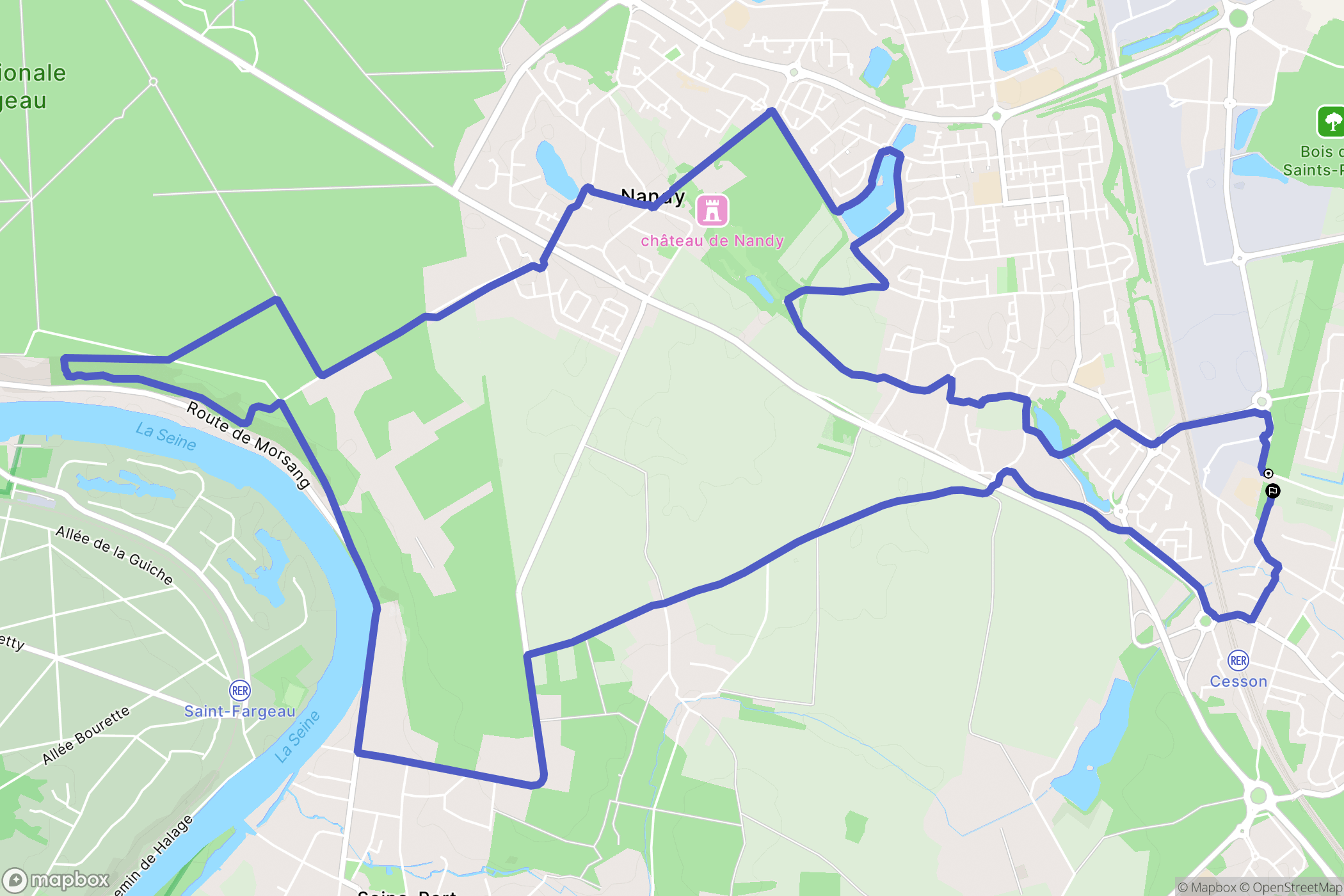 Cesson : carte du parcours de randonnée - France