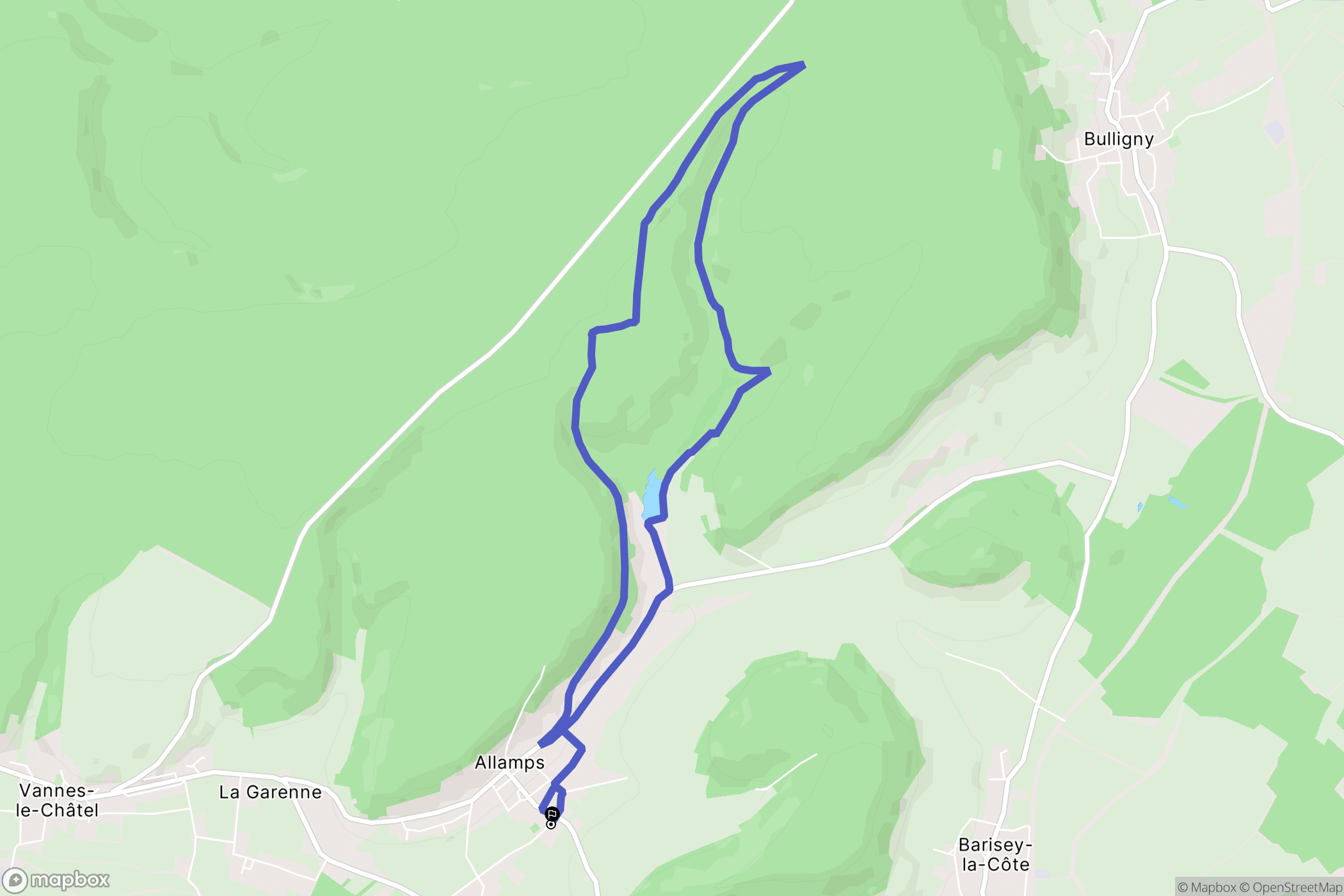Allamps : carte du parcours de randonnée - France