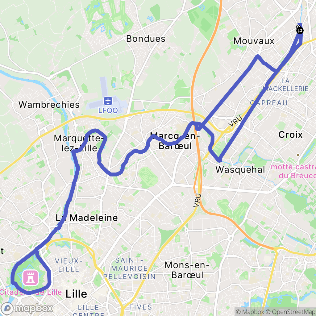 Tourcoing : carte du parcours de randonnée - France