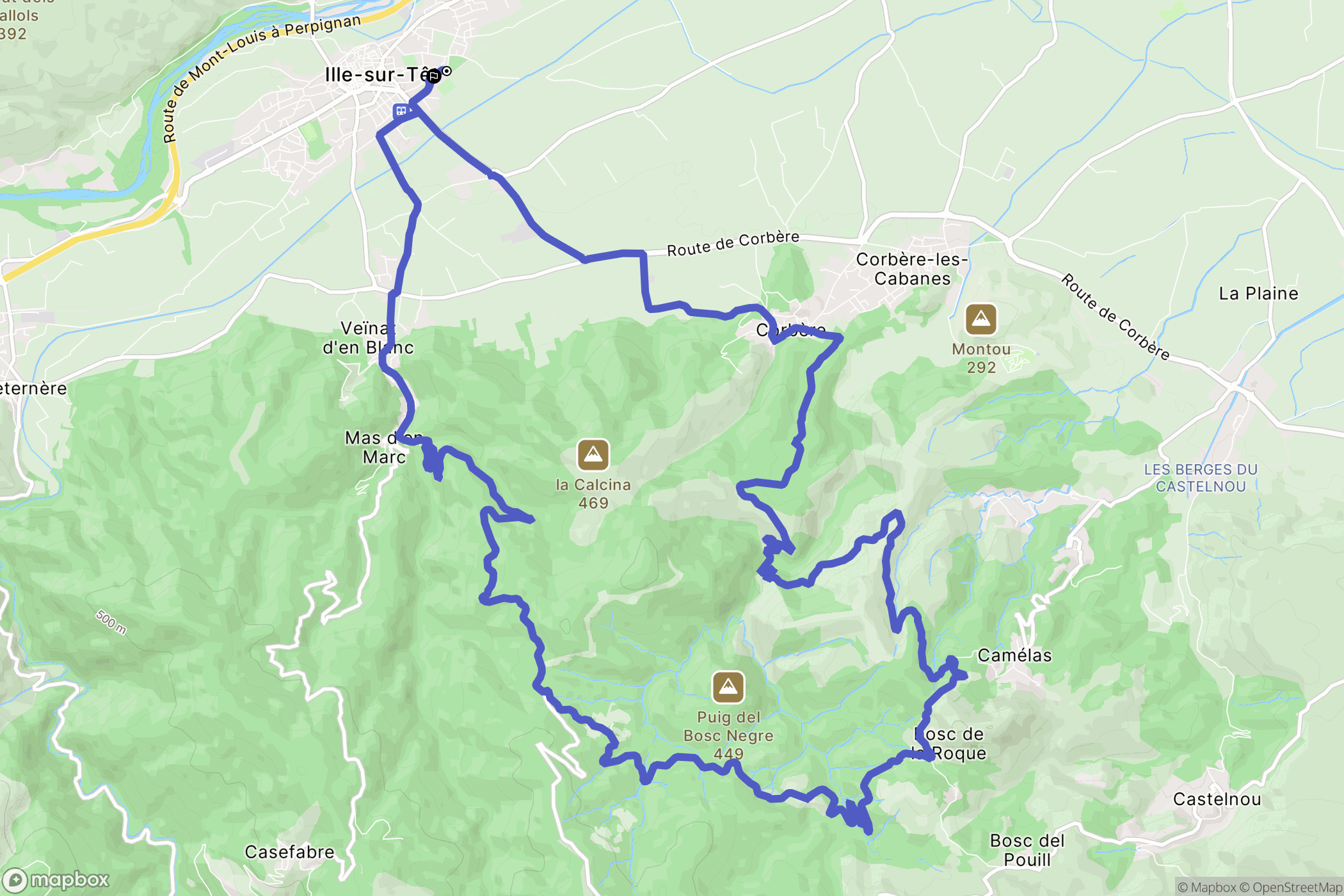 Ille-sur-Têt : carte du parcours de randonnée - France