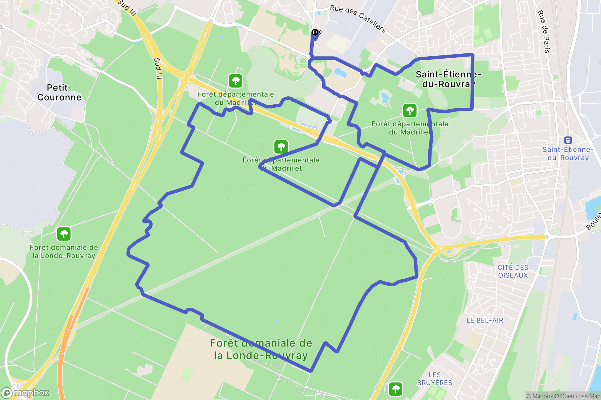 Saint-Étienne-du-Rouvray : carte du parcours de randonnée - France