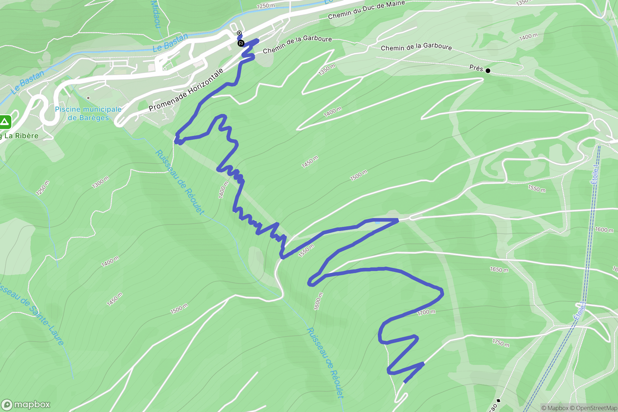 Barèges : carte du parcours de randonnée - France