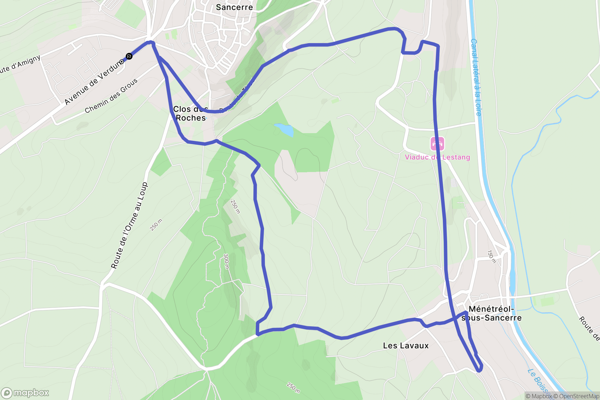 Sancerre : carte du parcours de randonnée - France