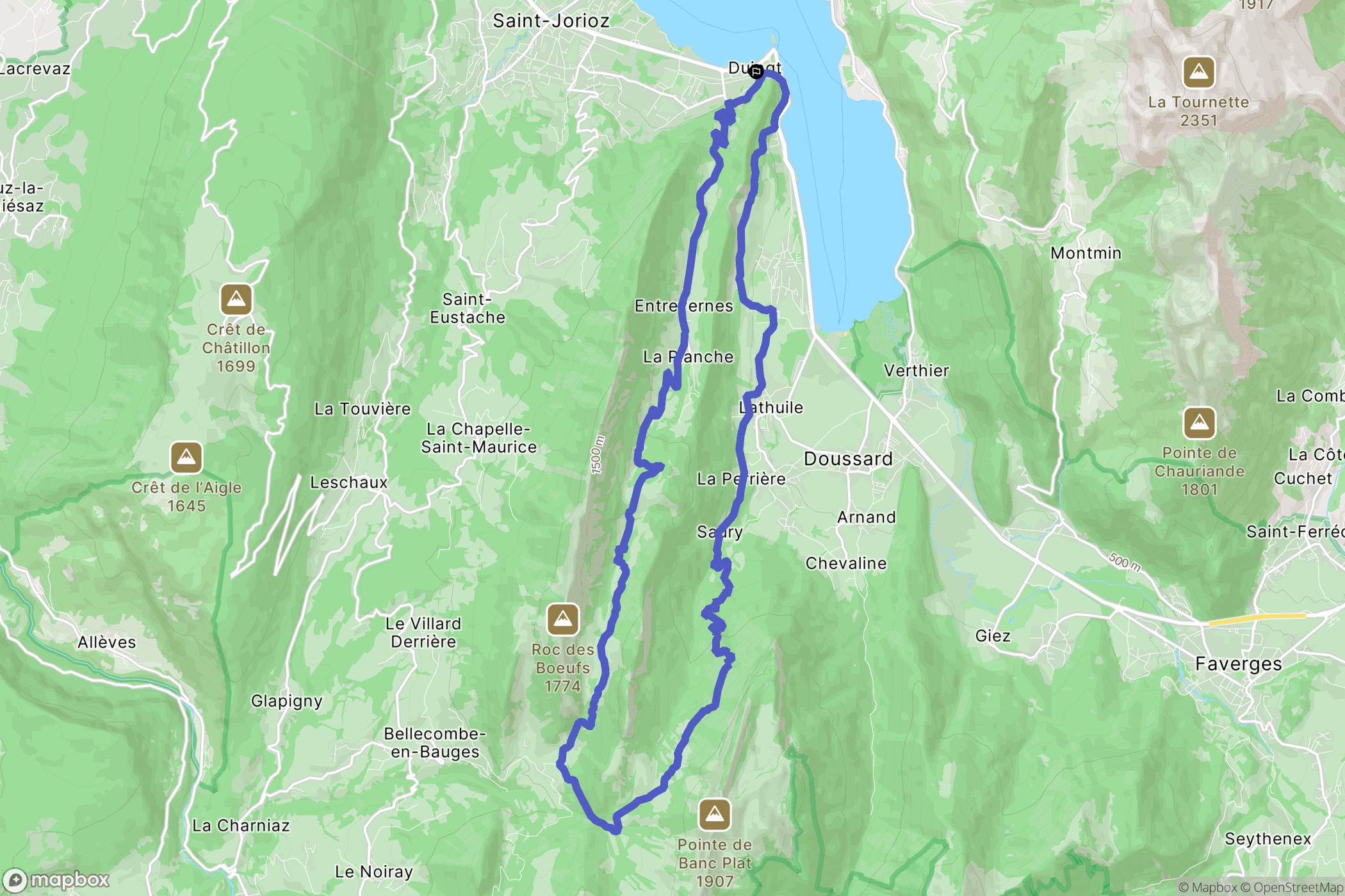 Duingt : carte du parcours de randonnée - France