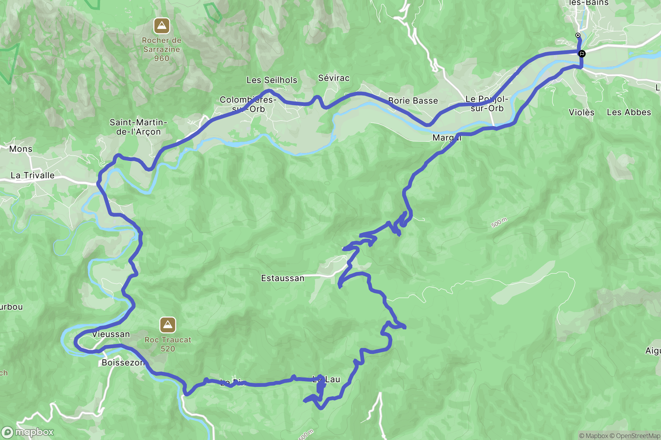 Lamalou-les-Bains : carte du parcours de randonnée - France