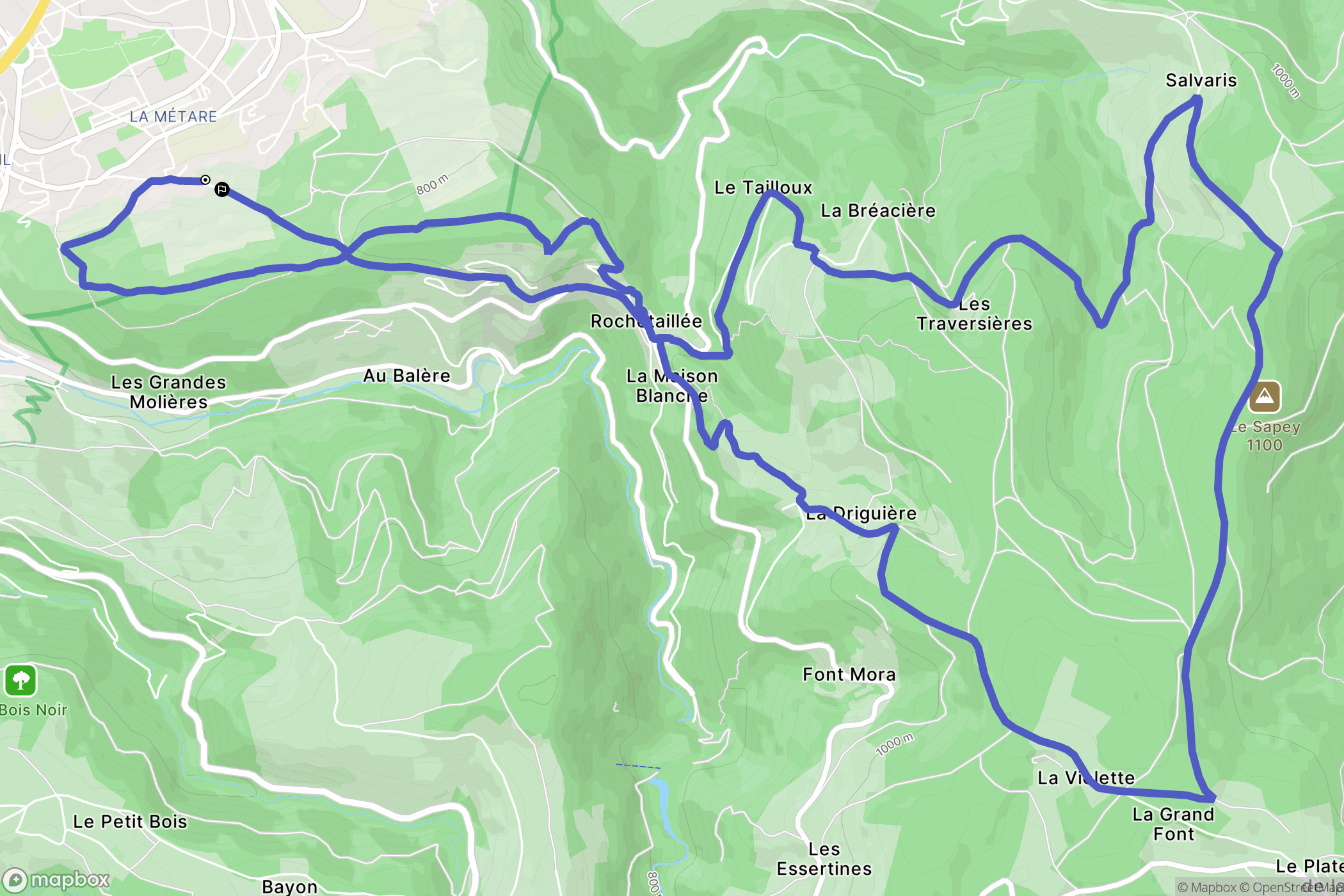 Saint-Étienne : carte du parcours de randonnée - France