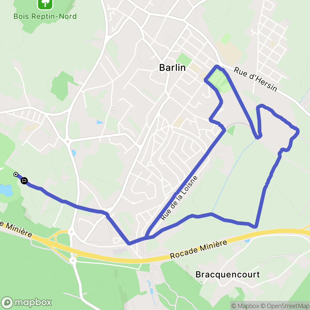 Barlin : carte du parcours de randonnée - France