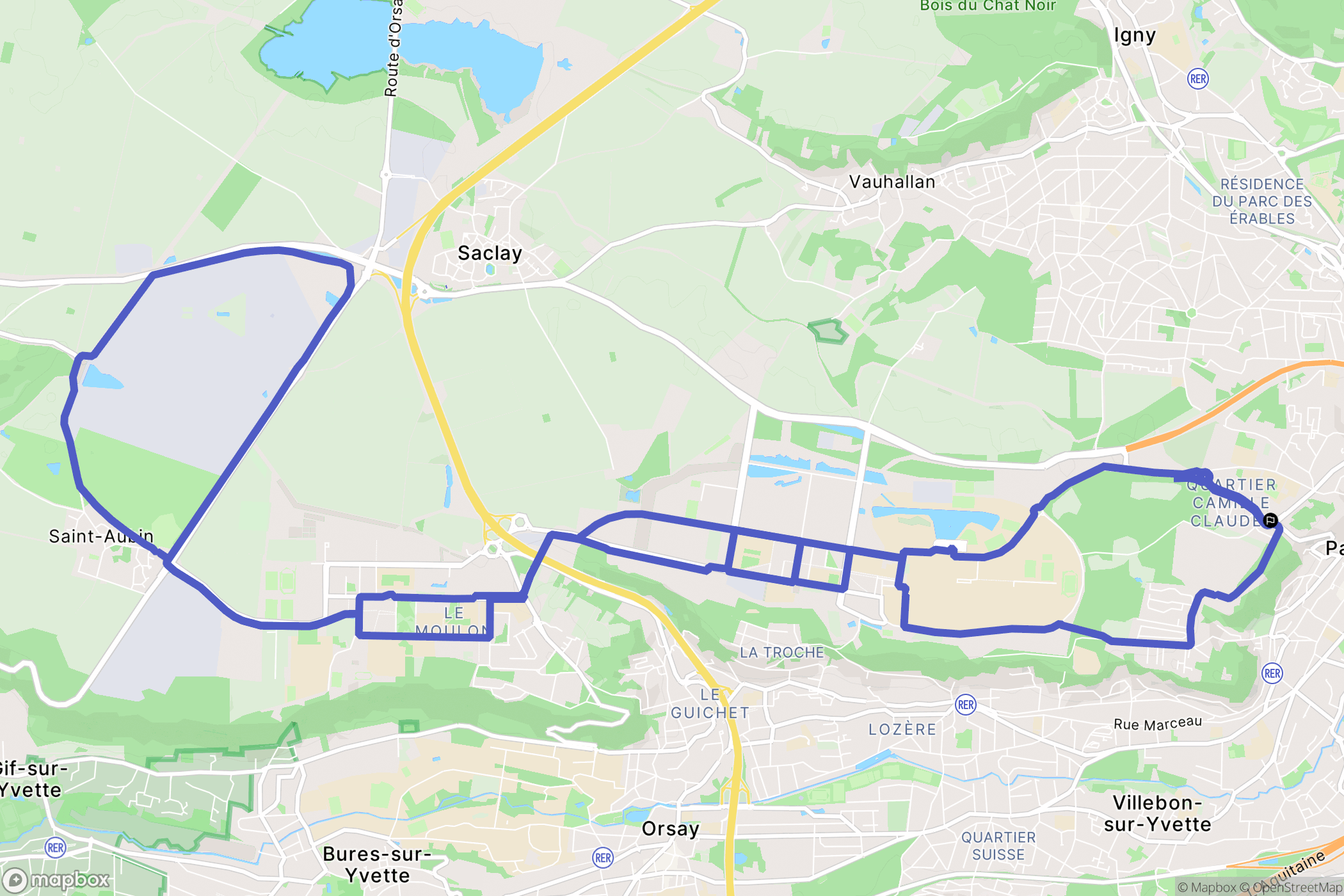 Palaiseau : carte du parcours de randonnée - France