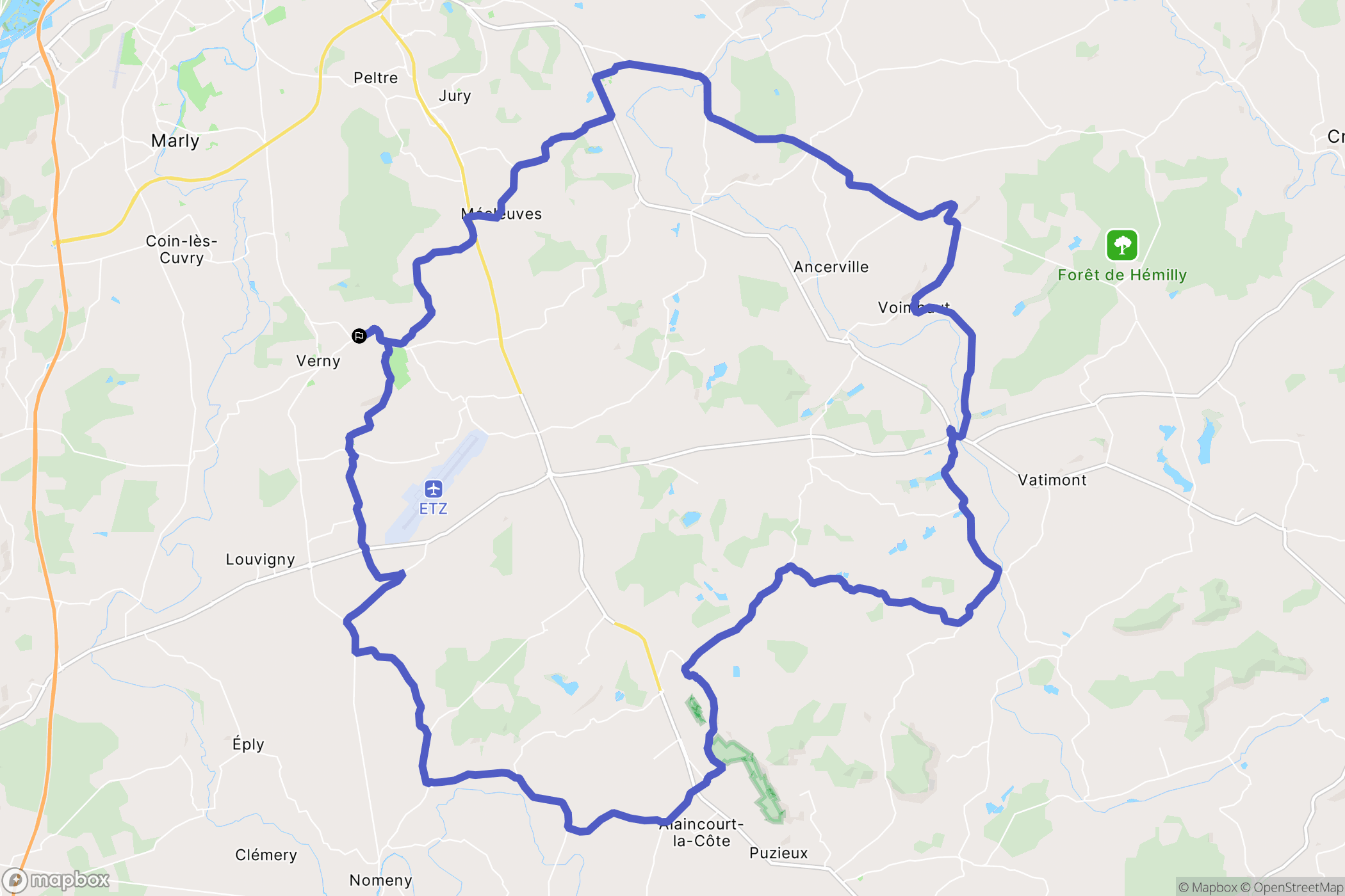 Pournoy-la-Grasse : carte du parcours de randonnée - France