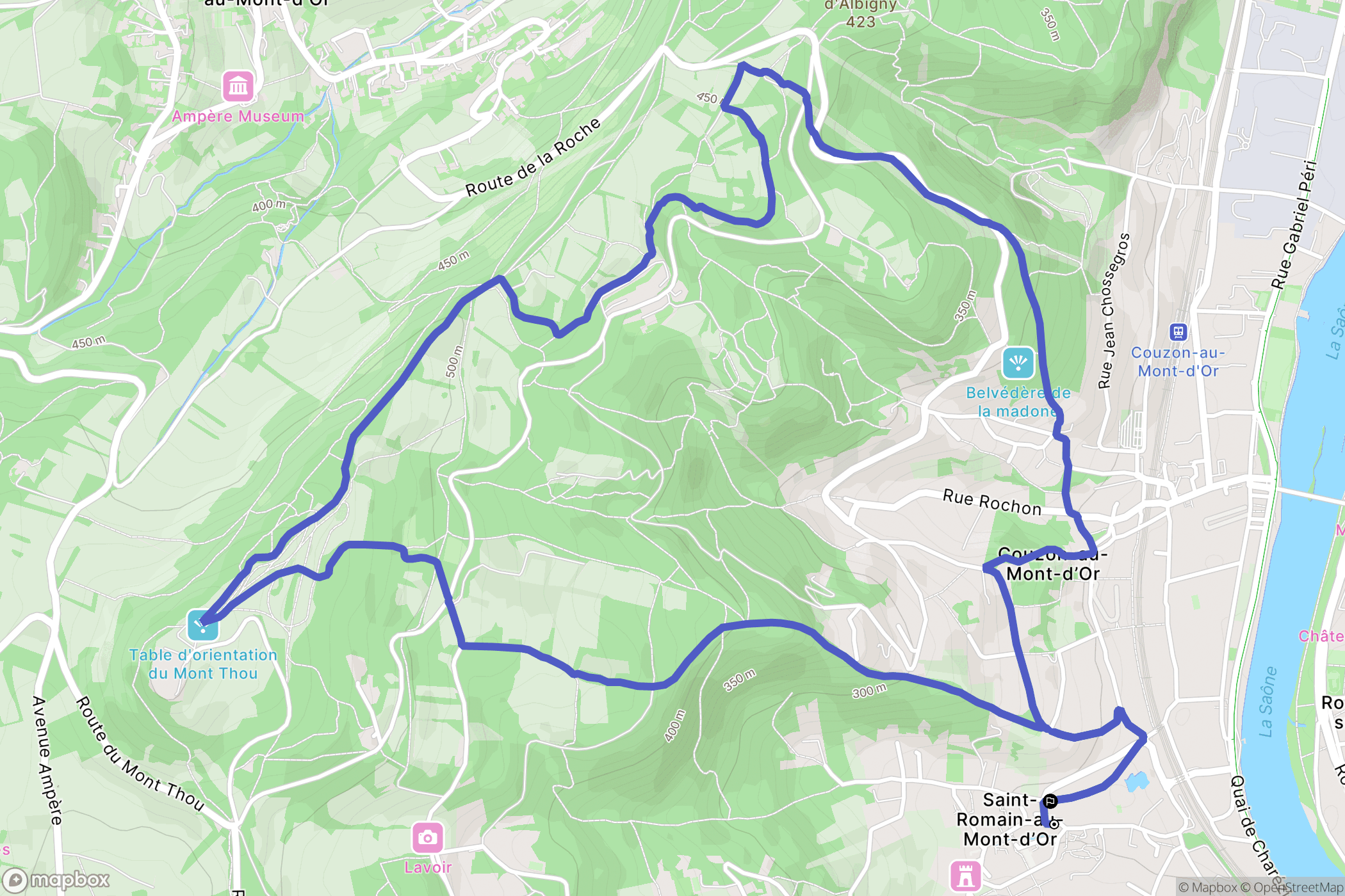 Saint-Romain-au-Mont-d'Or : carte du parcours de randonnée - France