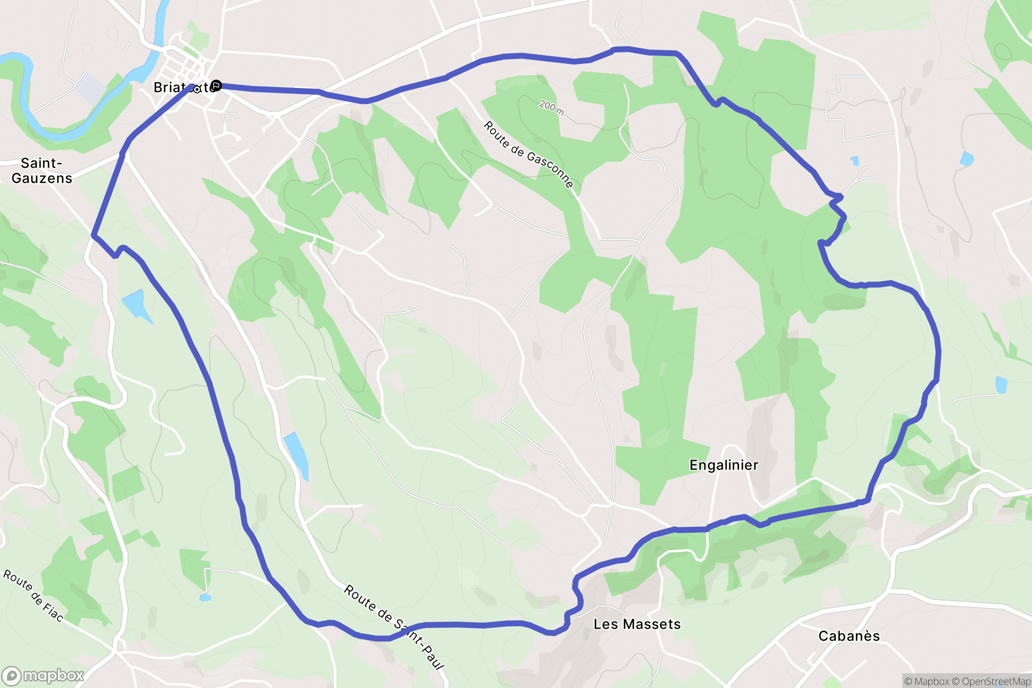 Briatexte : carte du parcours de randonnée - France