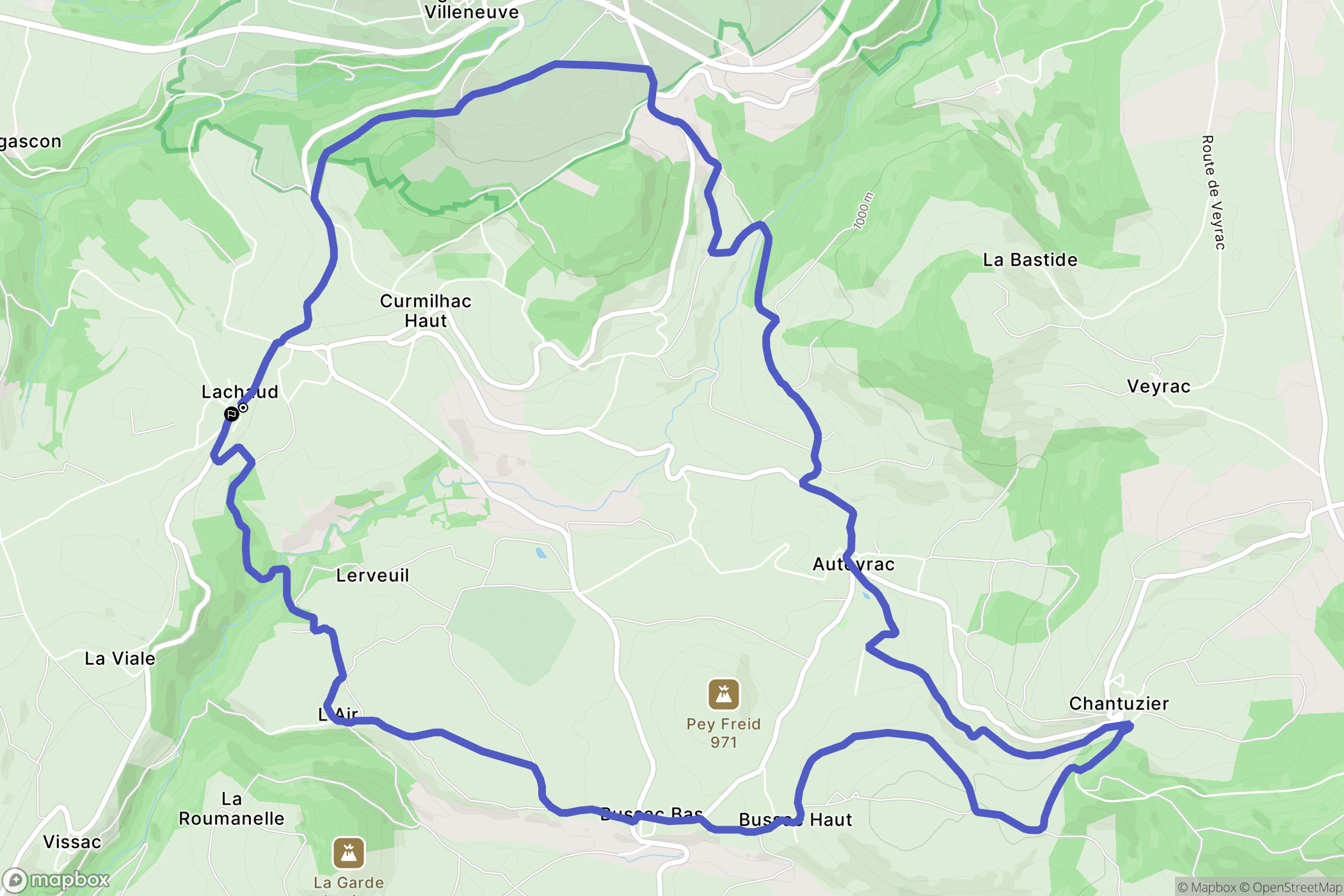 Vissac-Auteyrac : carte du parcours de randonnée - France