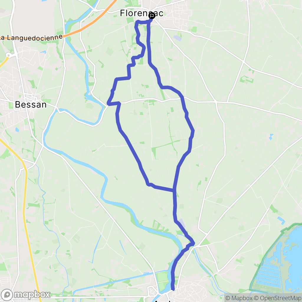 Florensac : carte du parcours de randonnée - France