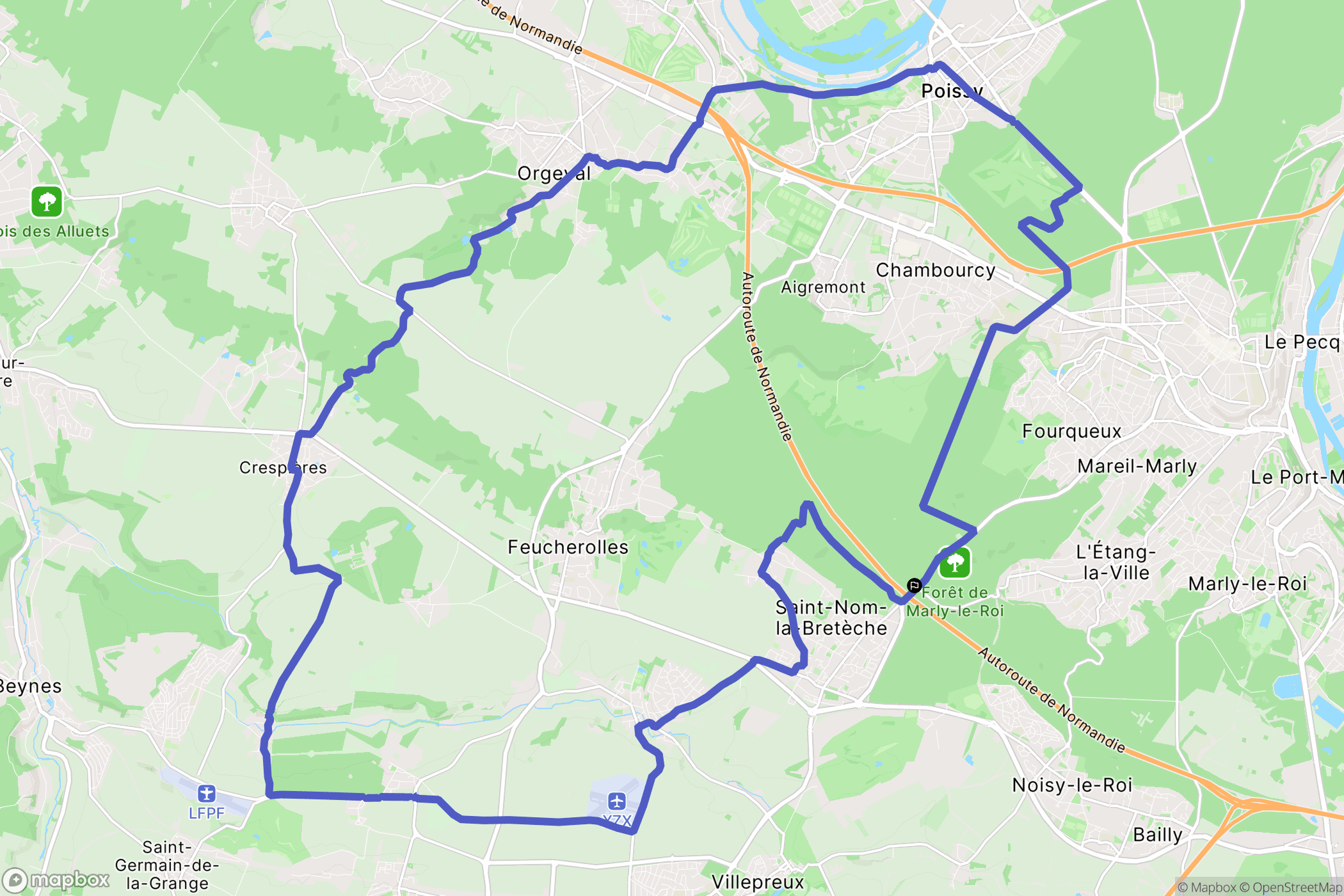 Saint-Nom-la-Bretèche : carte du parcours de randonnée - France