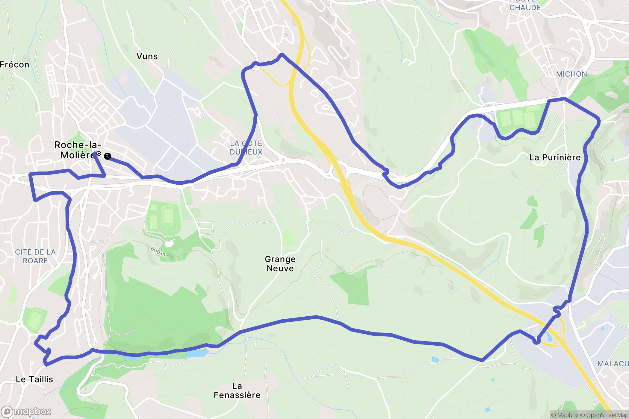 Roche-la-Molière : carte du parcours de randonnée - France