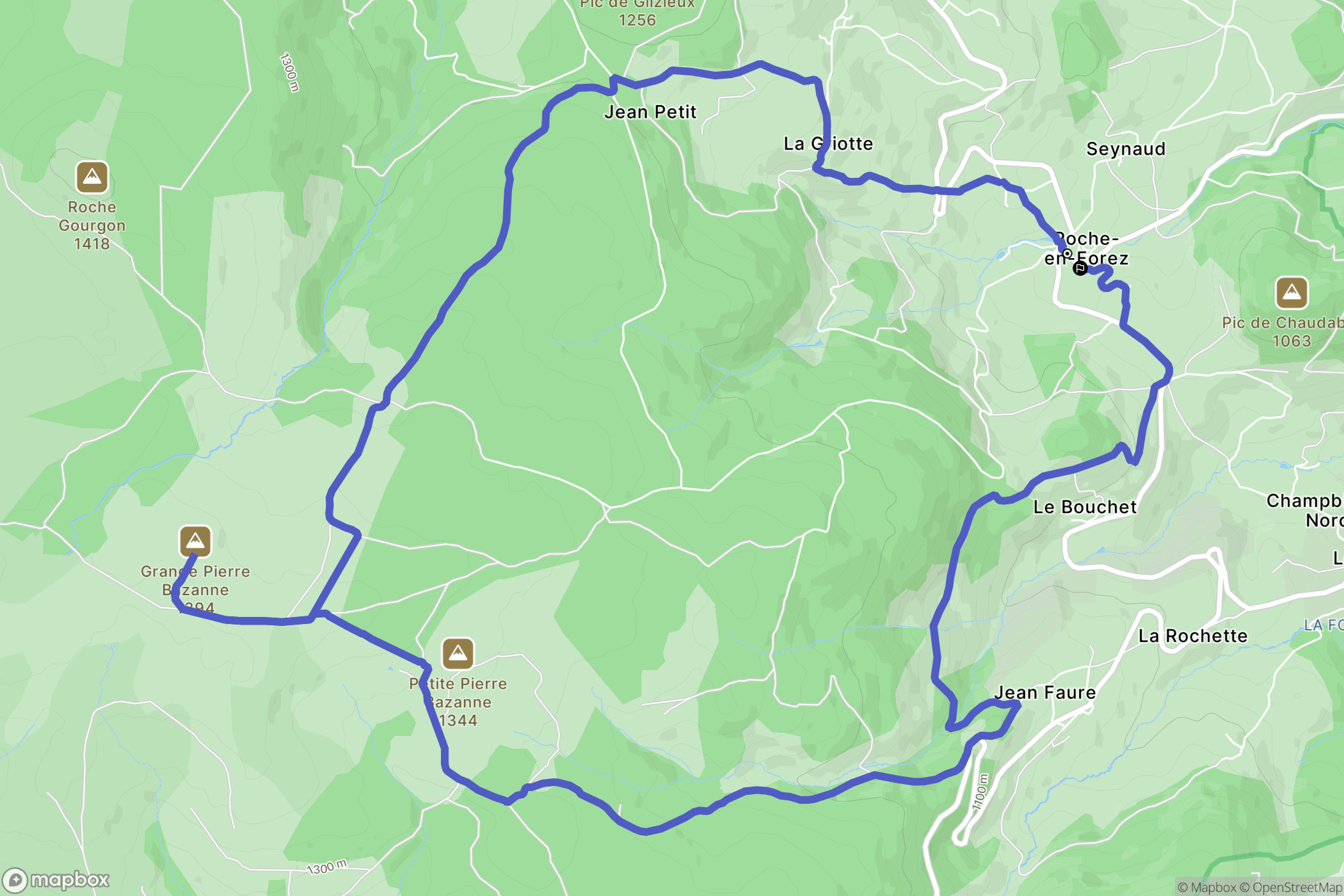 Roche : carte du parcours de randonnée - France