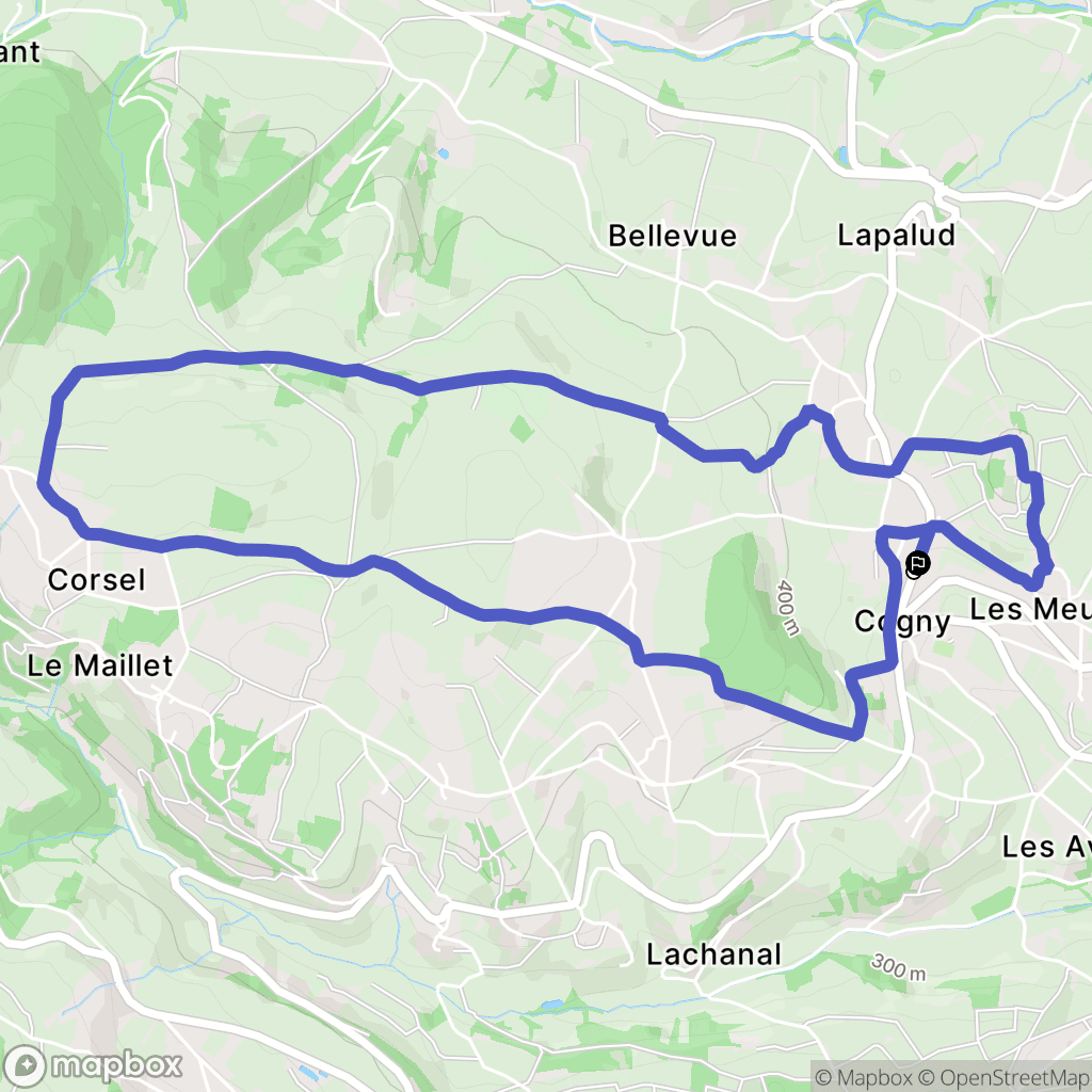 Cogny : carte du parcours de randonnée - France