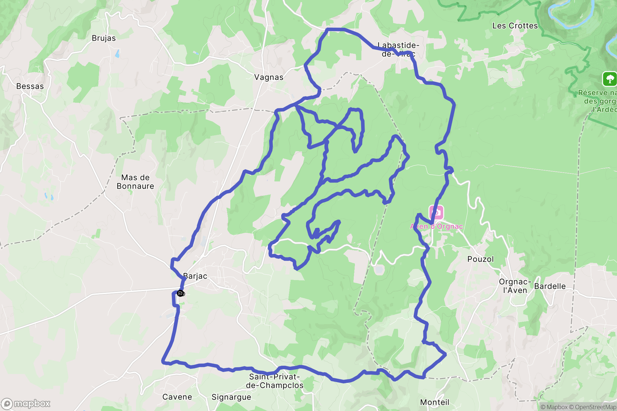 Barjac : carte du parcours de randonnée - France
