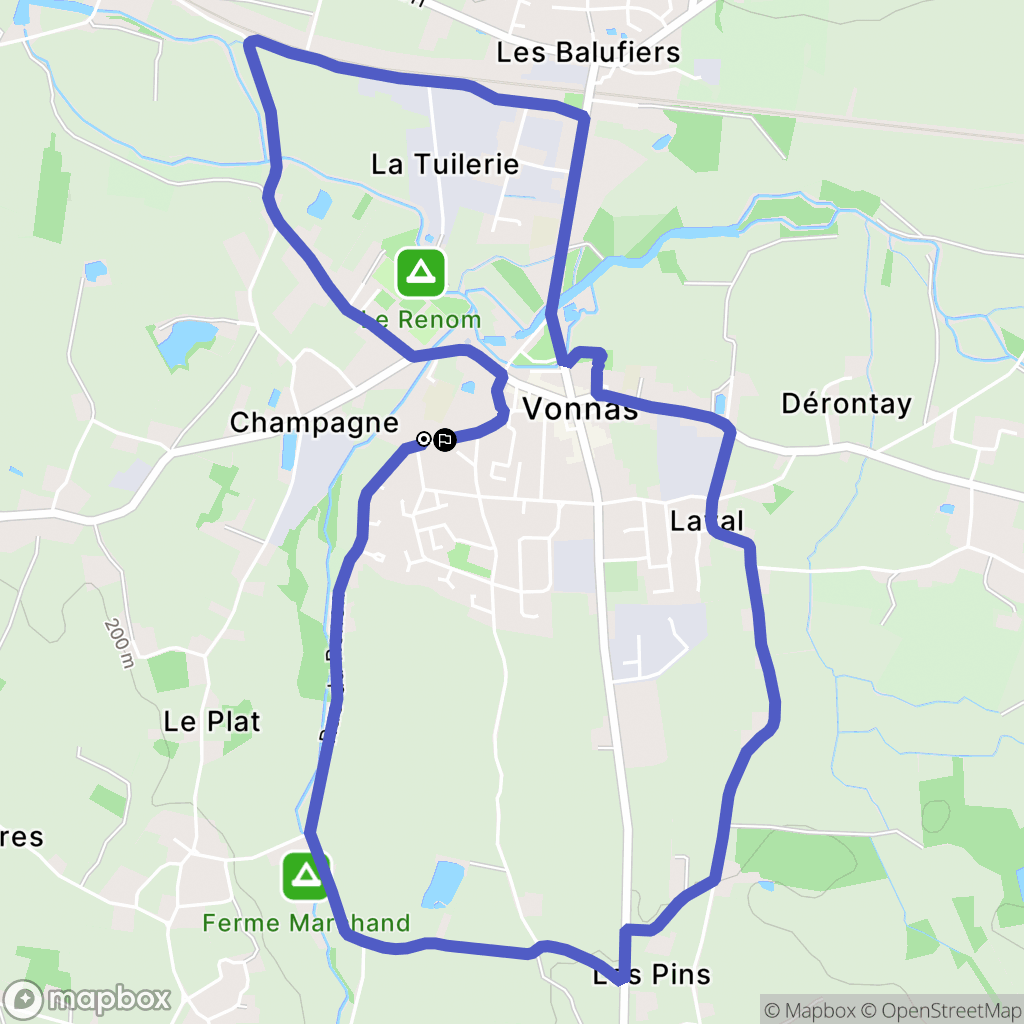 Vonnas : carte du parcours de randonnée - France
