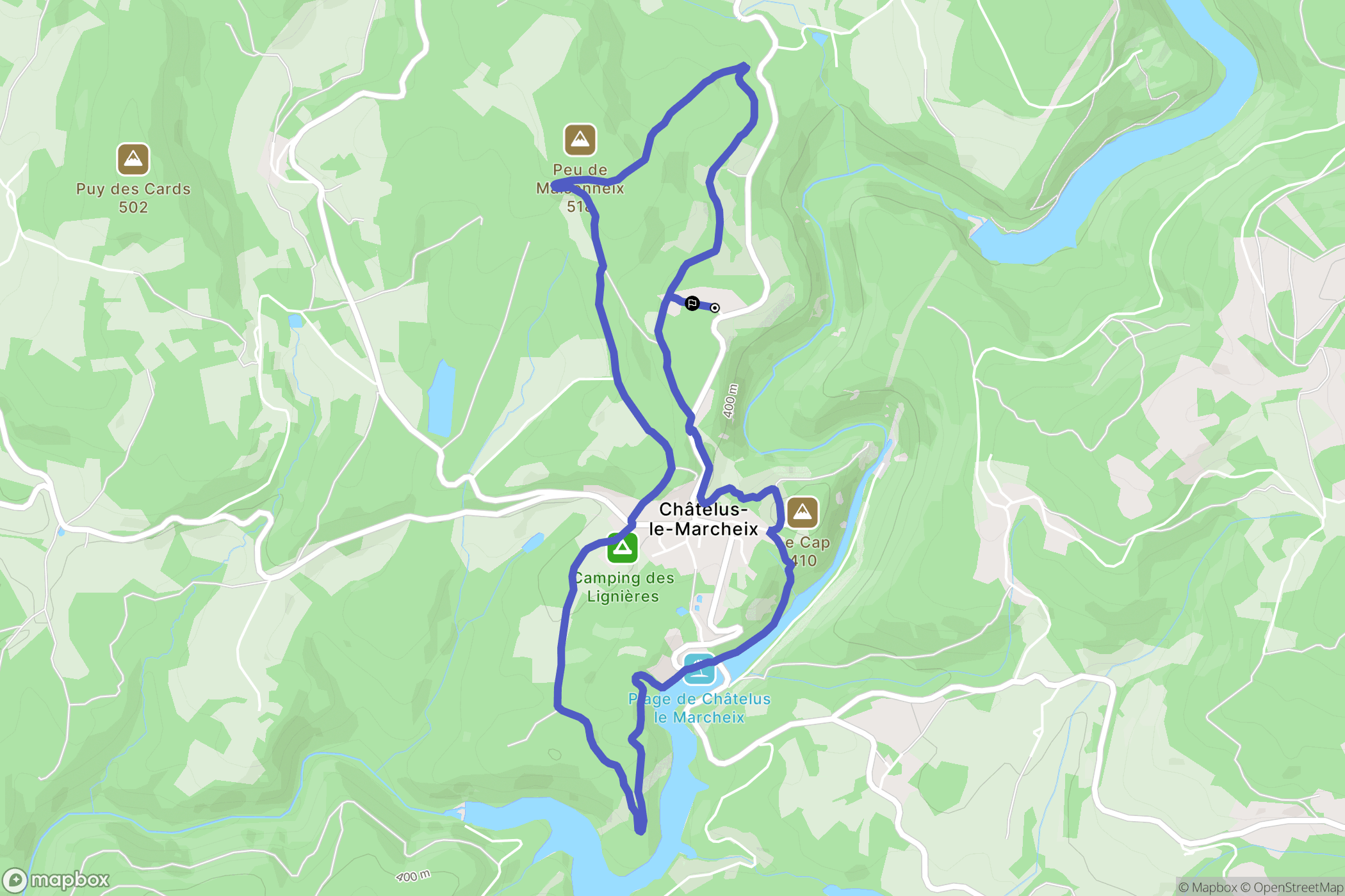 Châtelus-le-Marcheix : carte du parcours de randonnée - France