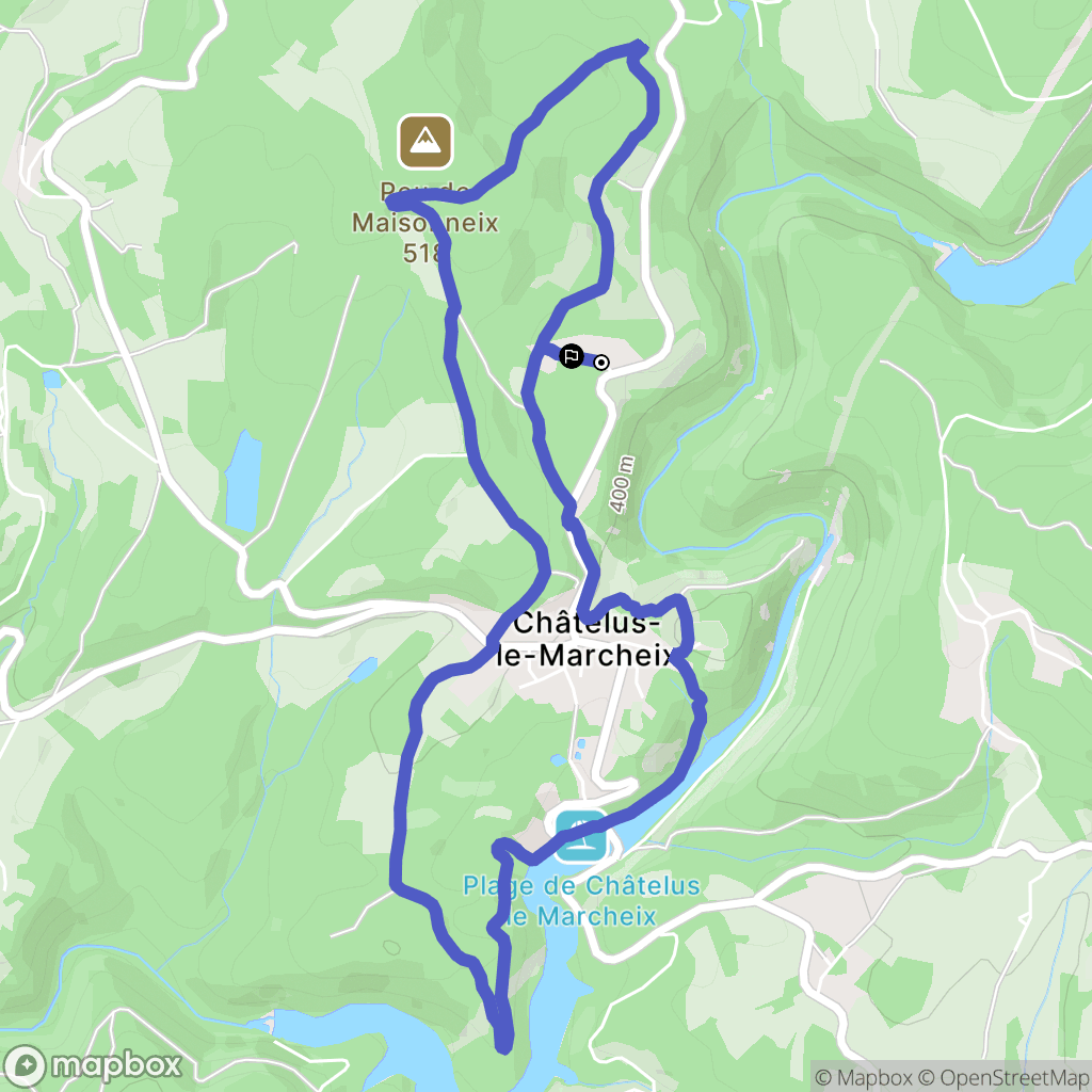 Châtelus-le-Marcheix : carte du parcours de randonnée - France