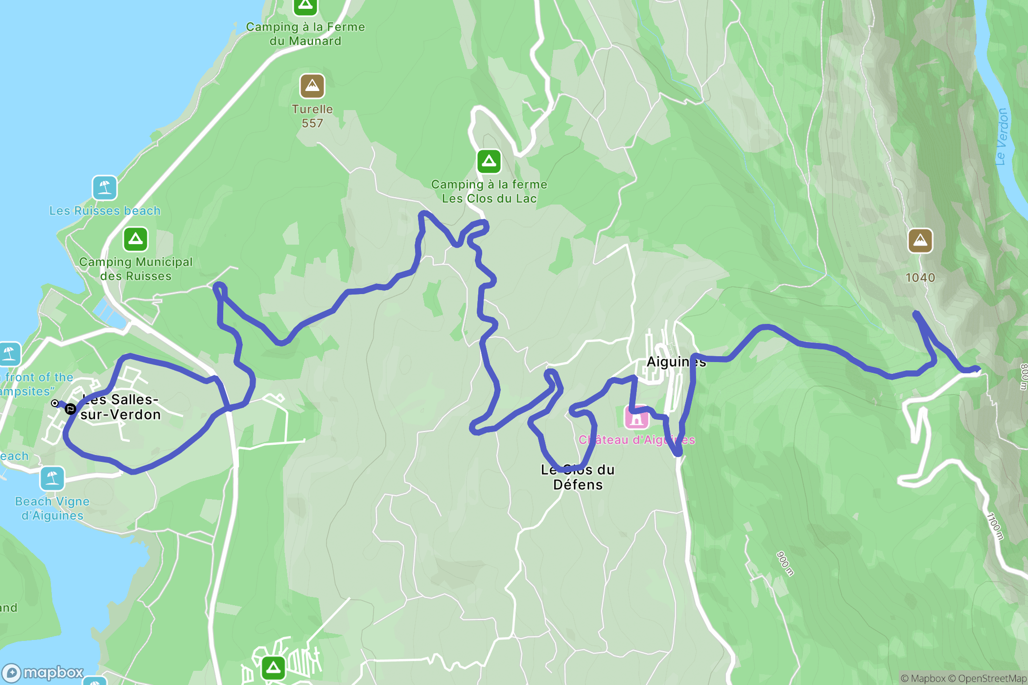 Les Salles-sur-Verdon : carte du parcours de randonnée - France
