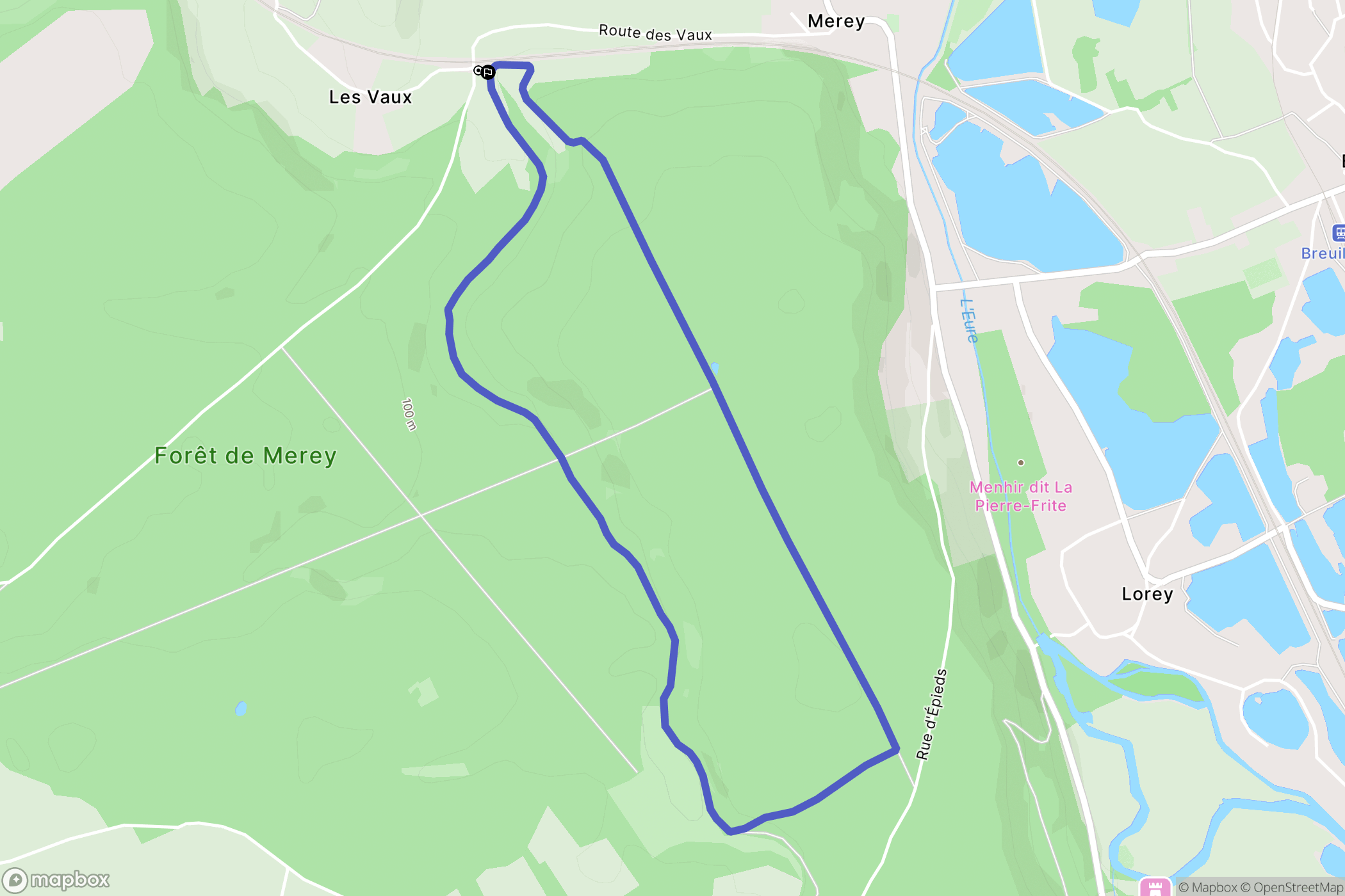 Merey : carte du parcours de randonnée - France