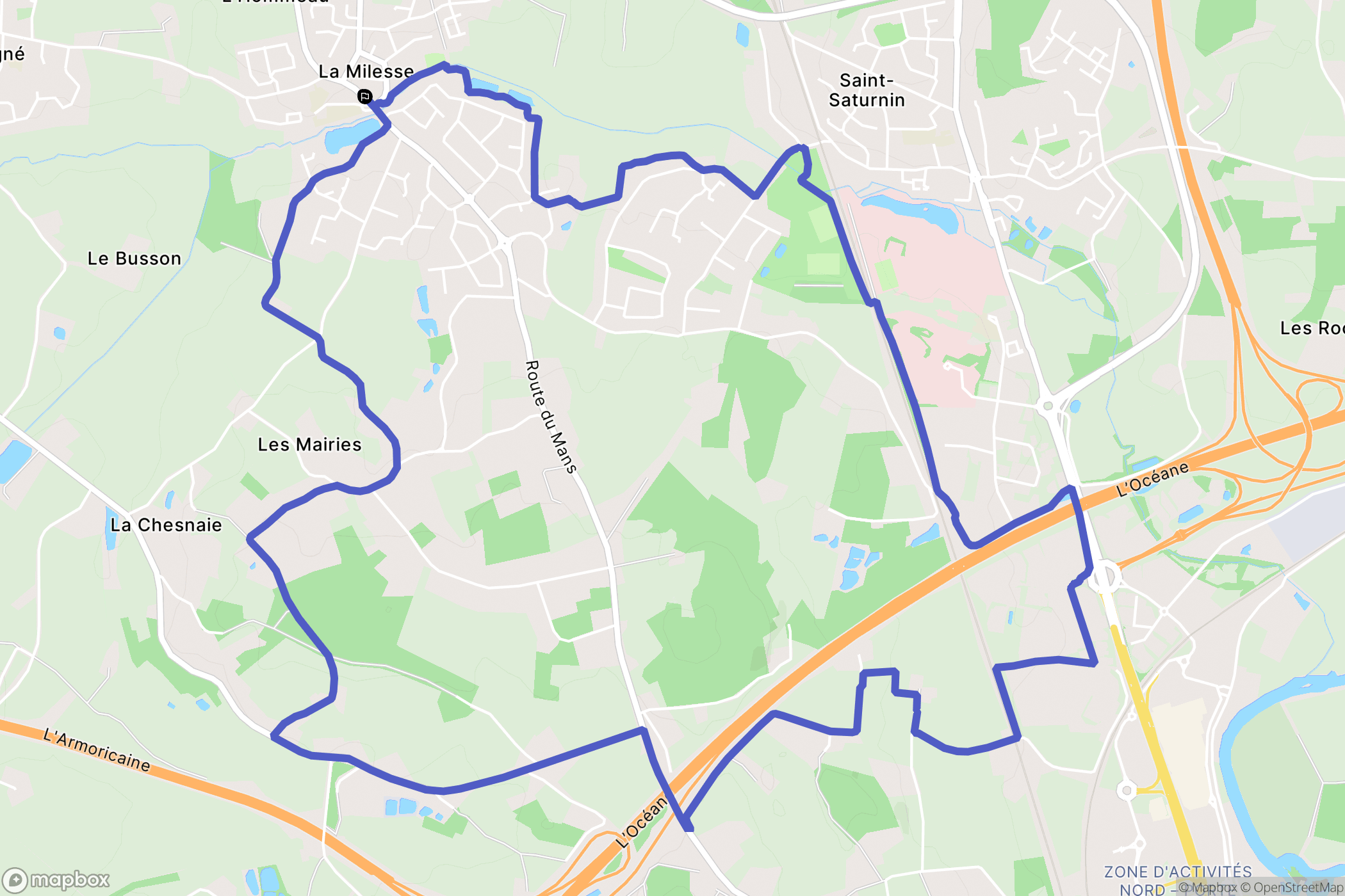 La Milesse : carte du parcours de randonnée - France