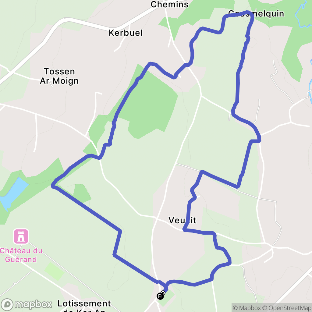 Plouégat-Guérand : carte du parcours de randonnée - France