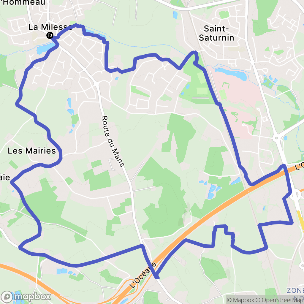 La Milesse : carte du parcours de randonnée - France